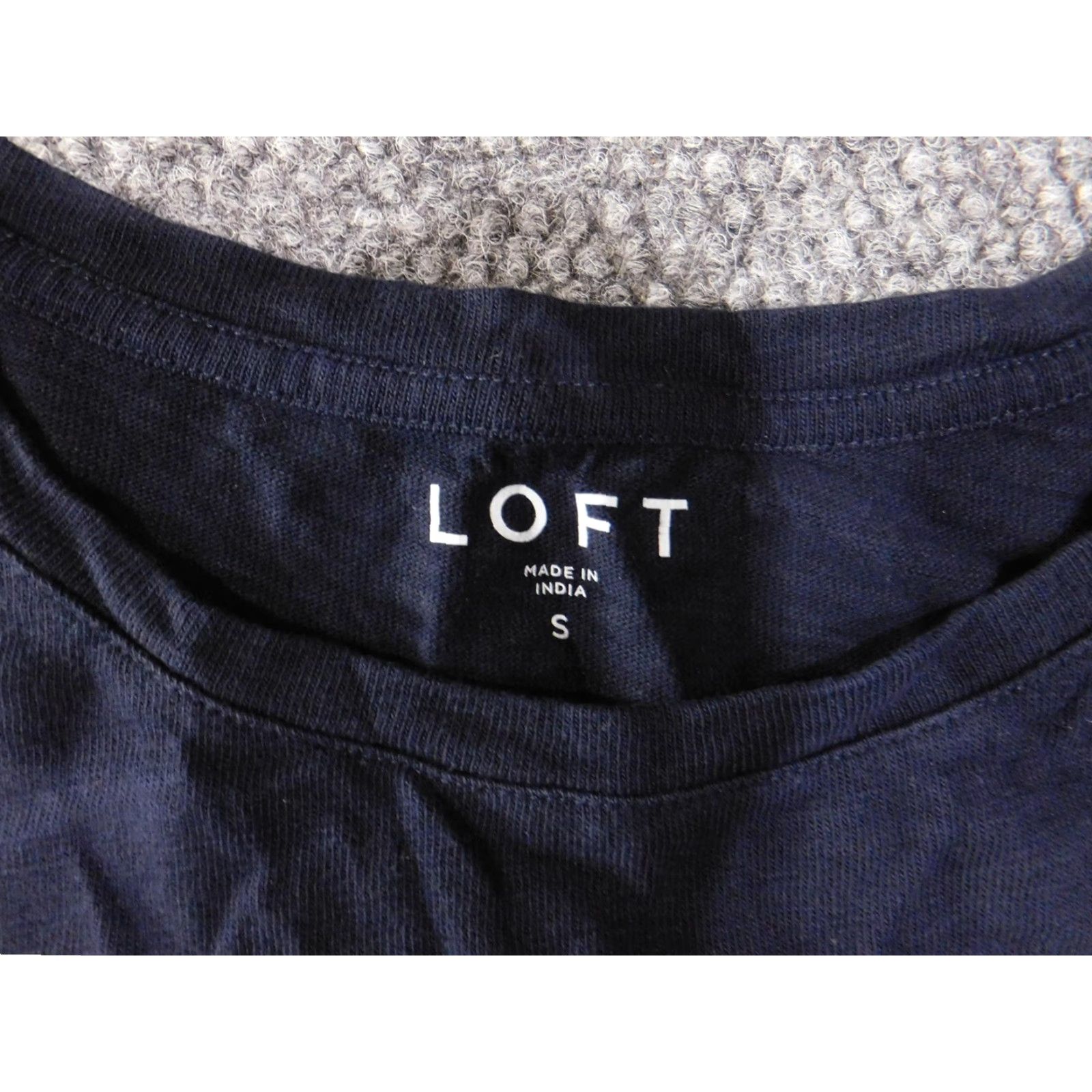 Loft LOFT Shirt Womens Small Navy Blue Embroidered Floral 3/4 Sleeve Crewneck Cotton Size S / US 4 / IT 40 - 4 Thumbnail