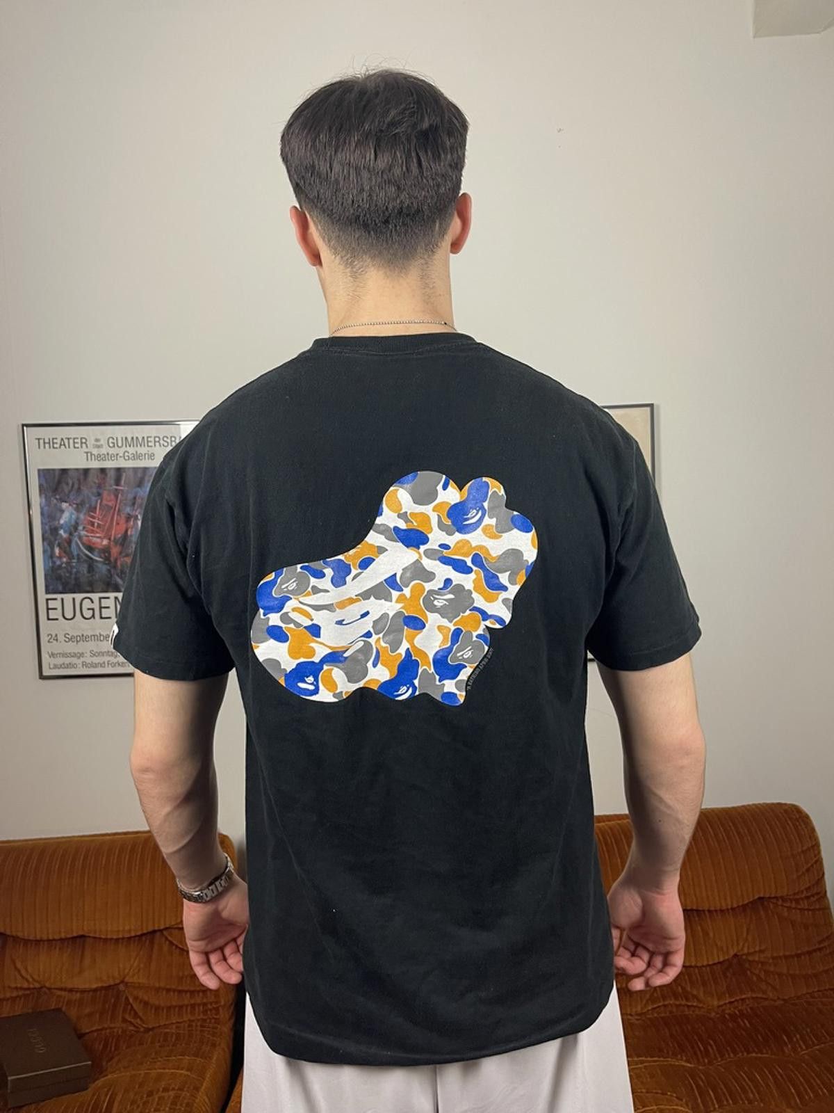 Bape Bape - Black BAPECAMO T-Shirt with Blue Size US L / EU 52-54 / 3 - 2 Thumbnail