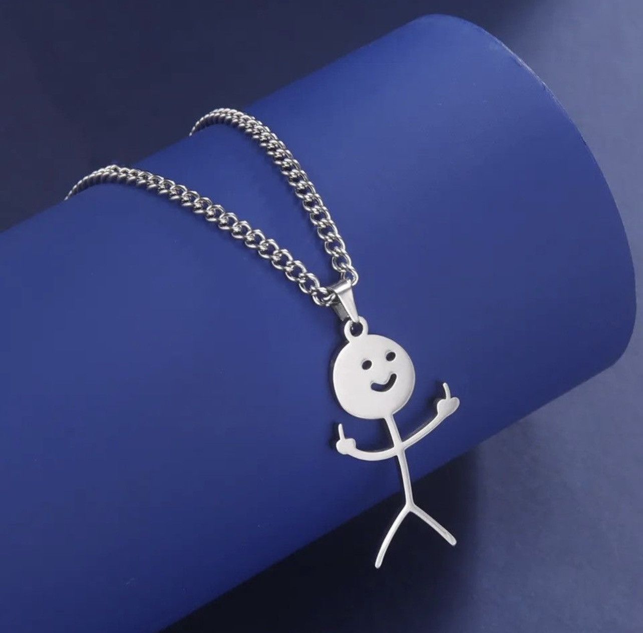 Jewelry Fuxk You Simple Middle Finger Pendant Necklace in Silver, Men's