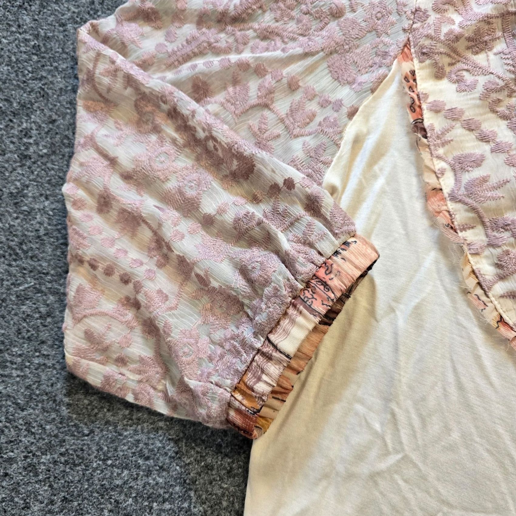 Vintage Tiny Top Blouse XL Womens White Pink Lace High Neck Casual Bohemian Romantic-Ruffle Victorian Anthro Shirt Size XL / US 12-14 / IT 48-50 - 3 Thumbnail