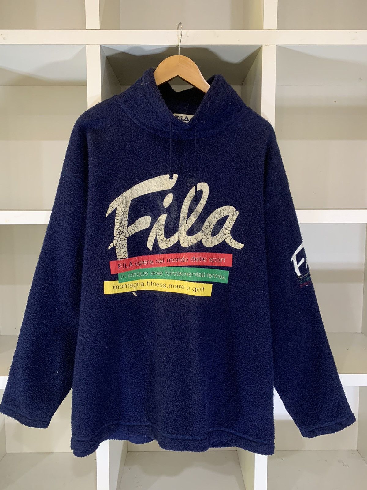 image of Bjorn Borg x Fila Vintage Fila Fleece Sweater in Dark Blue, Men's (Size Large)