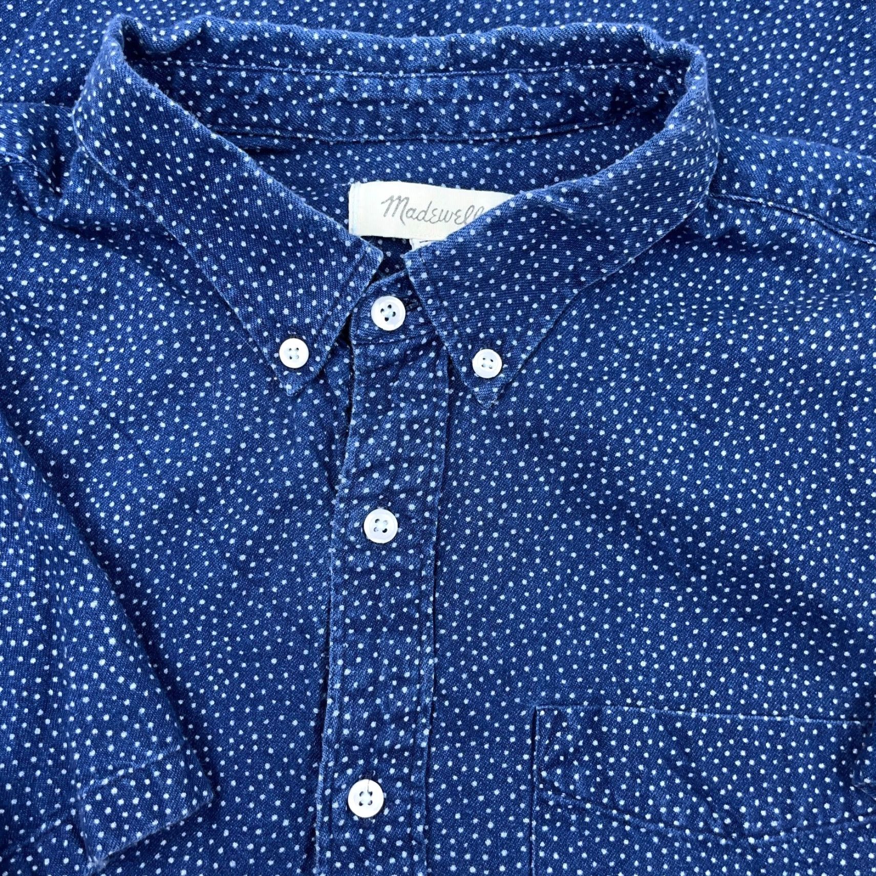 Madewell Madewell Shirt Men L Blue Spotted Button Up Flat Pocket Casual Camp Adult Size US L / EU 52-54 / 3 - 2 Thumbnail