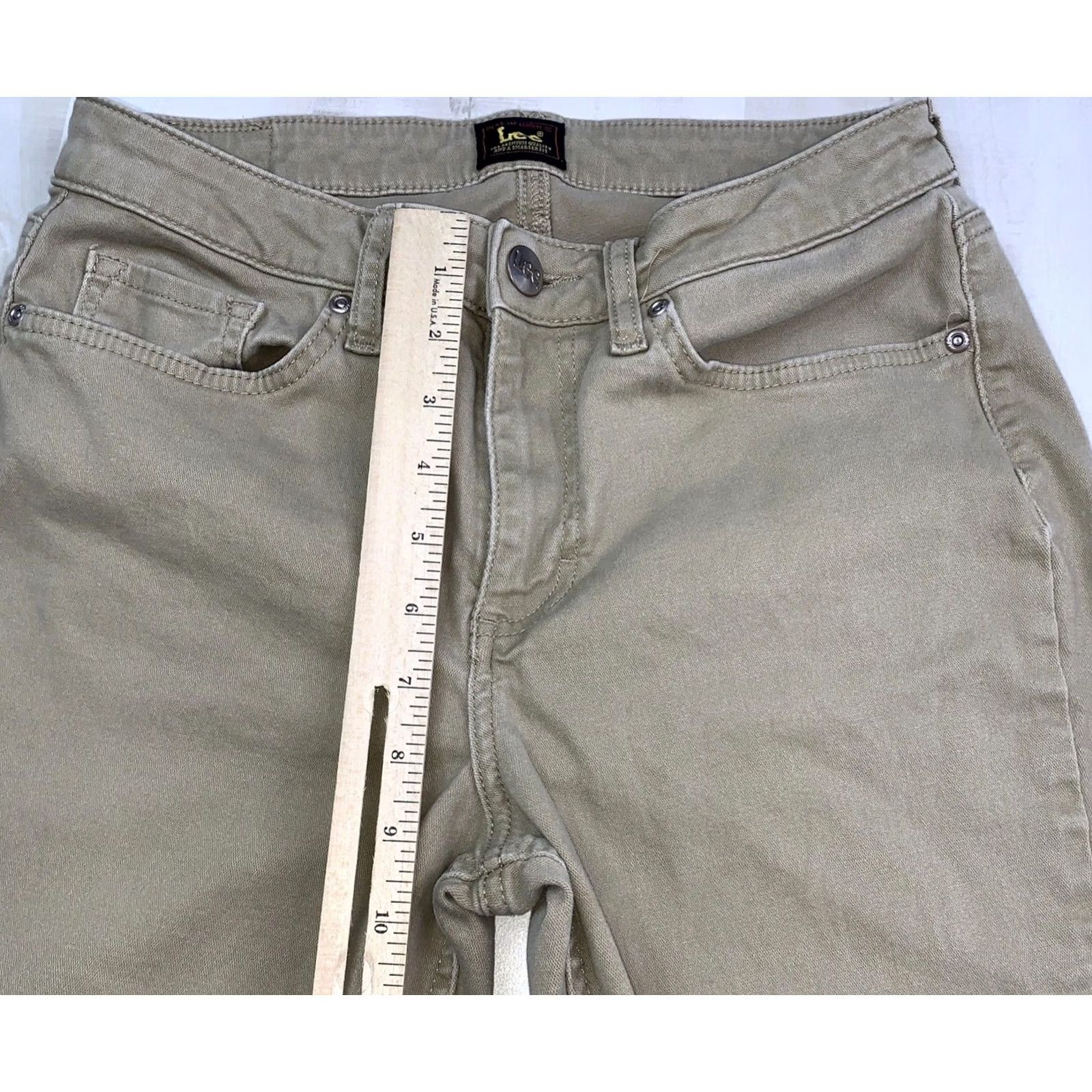Lee Lee Khaki Pants Womens 8 Straight Leg Slim Fit Stretch Cotton Blend Flat Front Beige Business Casual Workwear 8 Womens Size 30" / US 8 / IT 44 - 6 Thumbnail