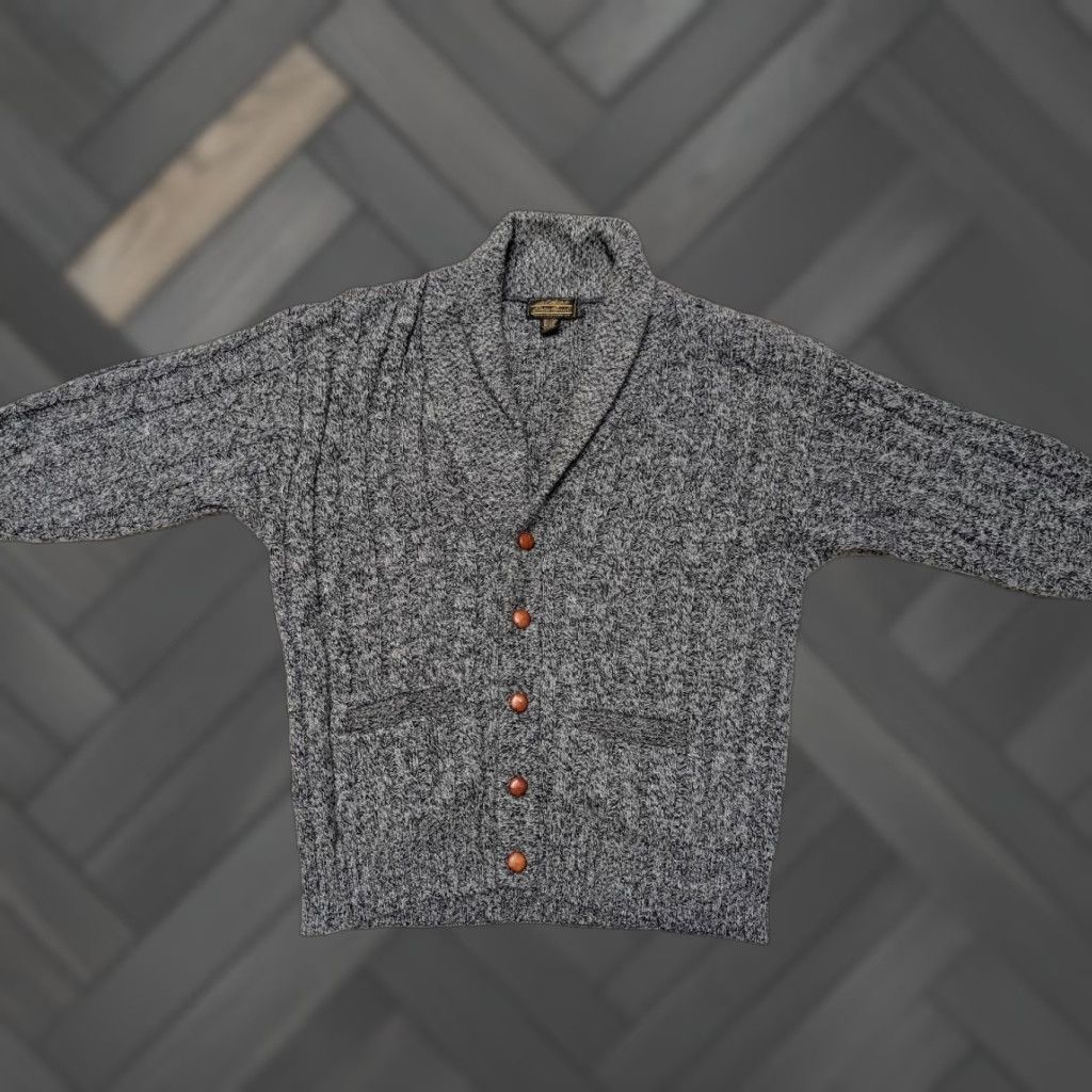 Eddie Bauer VINTAGE Eddie Bauer Cardigan Men's Wool Shawl Collar Cable-Knit XL Gray USA Made Sweater Size US XL / EU 56 / 4 - 1 Thumbnail