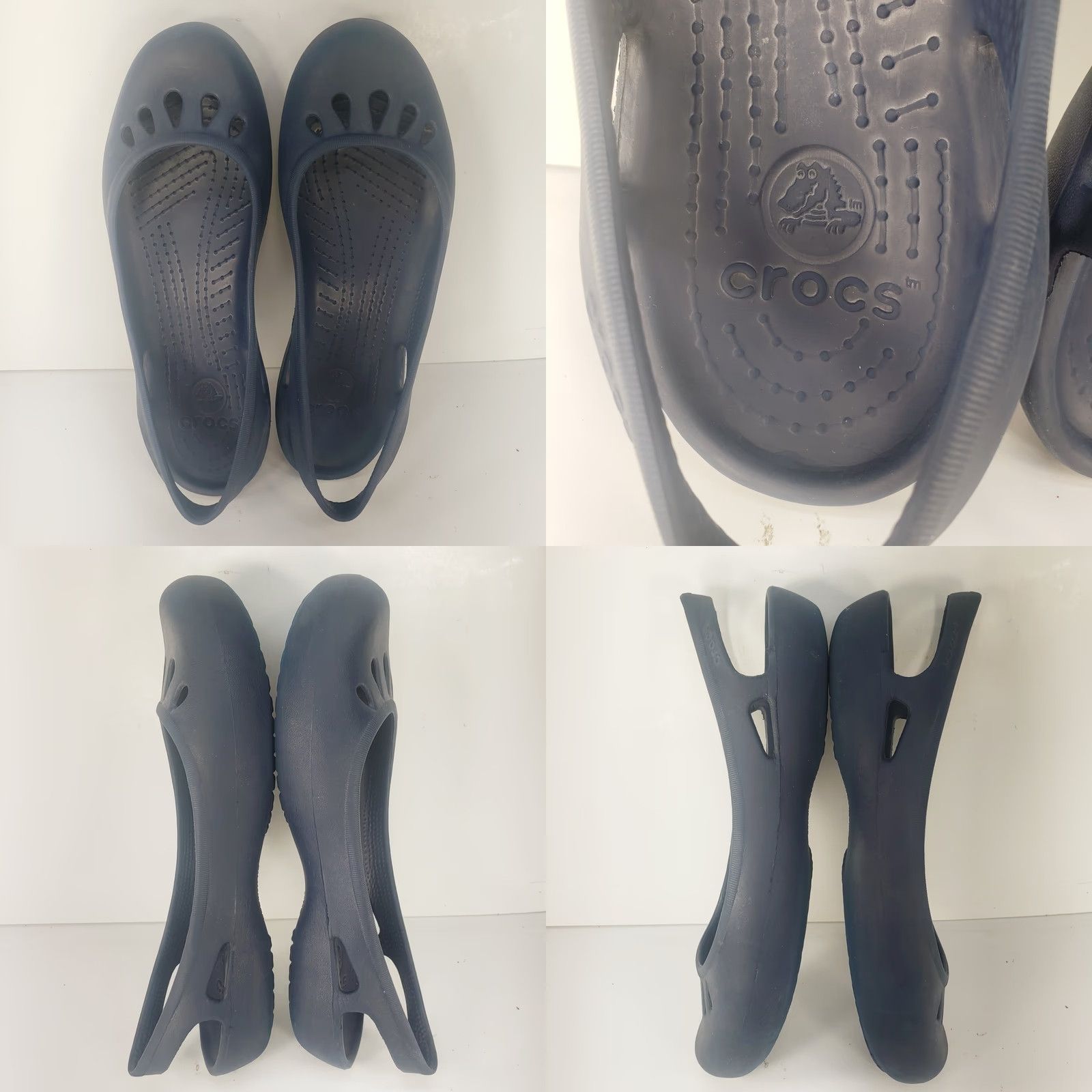 Crocs Crocs Taylor Navy Blue Flat Slip On Beach Women 9M Rubber Lightweight Comfort Slip Resistant Waterproof Casual Ballet Flat Shoes Size US 9 / IT 39 - 8 Thumbnail