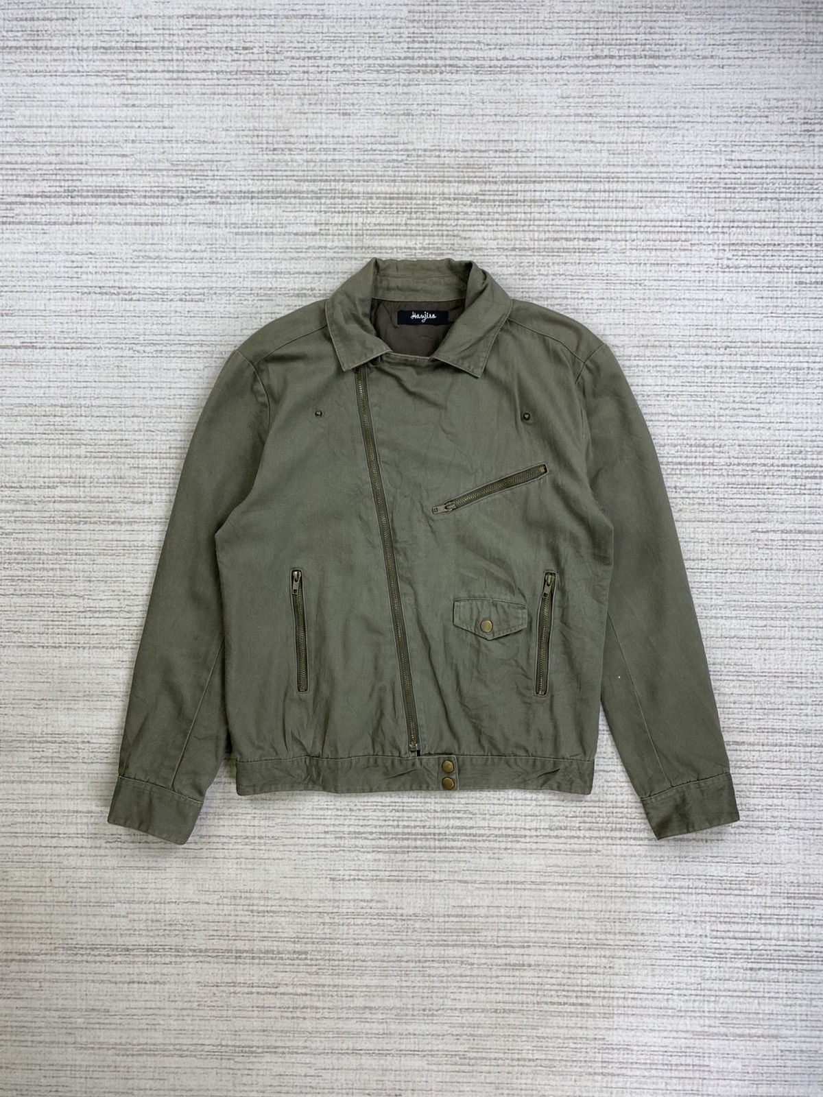 Japanese Brand × Le Grande Bleu (L.G.B.) × Vintage Vtg Japanese Brand Khaki Green Double Collar Cotton Jacket Size US M / EU 48-50 / 2 - 5 Thumbnail