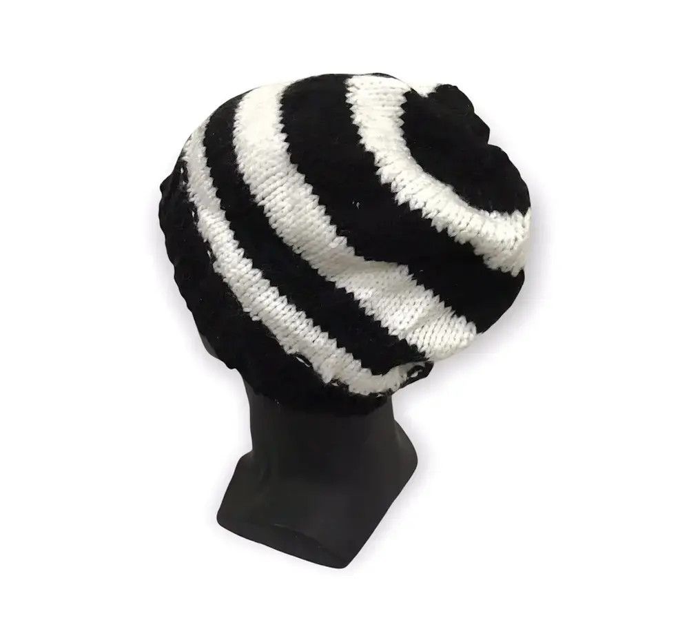 Japanese Brand × Vintage Japanese Brand Stripe Jail Design Knit Beanie Hat Size ONE SIZE - 3 Thumbnail
