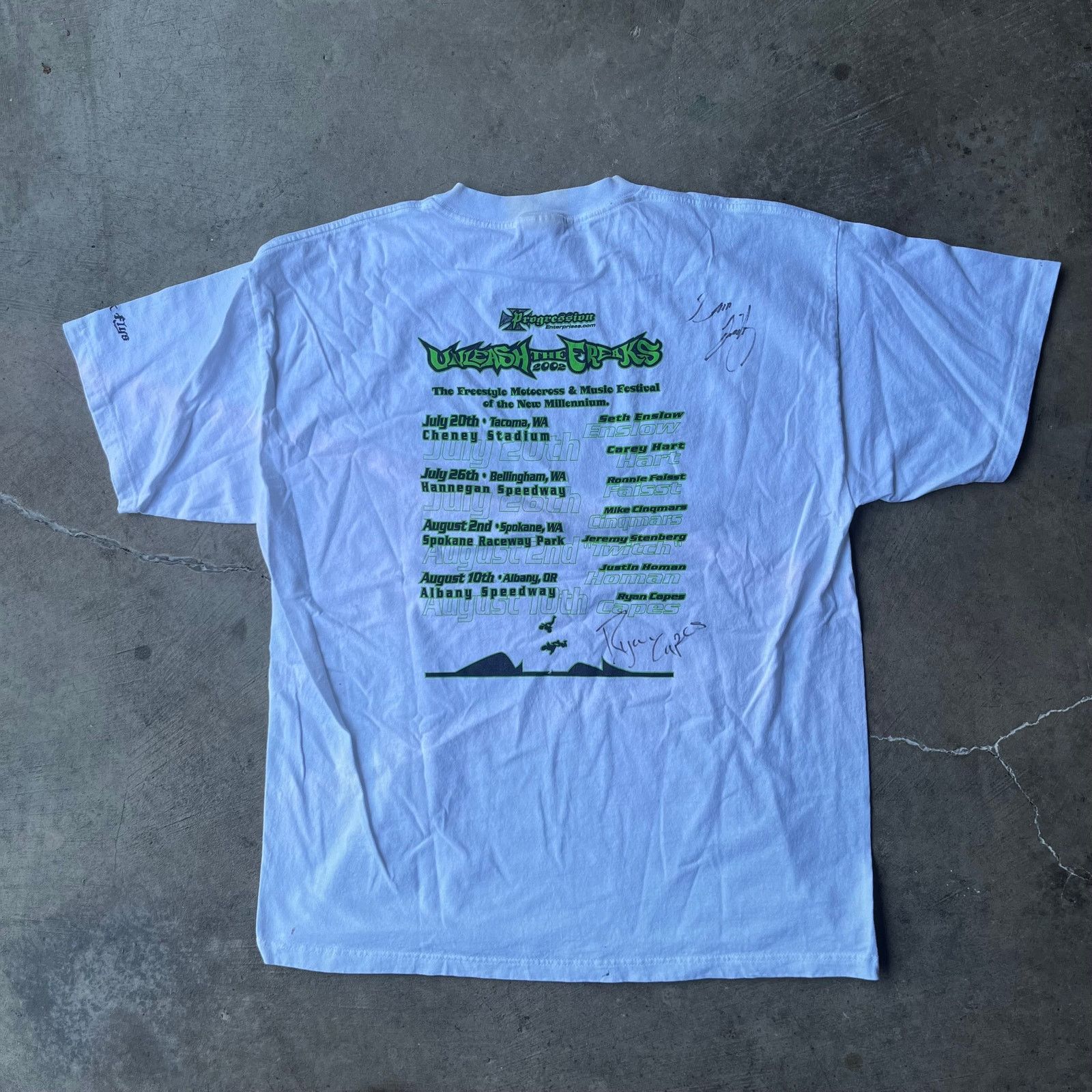 Vintage VINTAGE UNLEASH THE FREAKS 2002 SHIRT MOTOCROSS XL WHITE TEE Size US XL / EU 56 / 4 - 4 Thumbnail