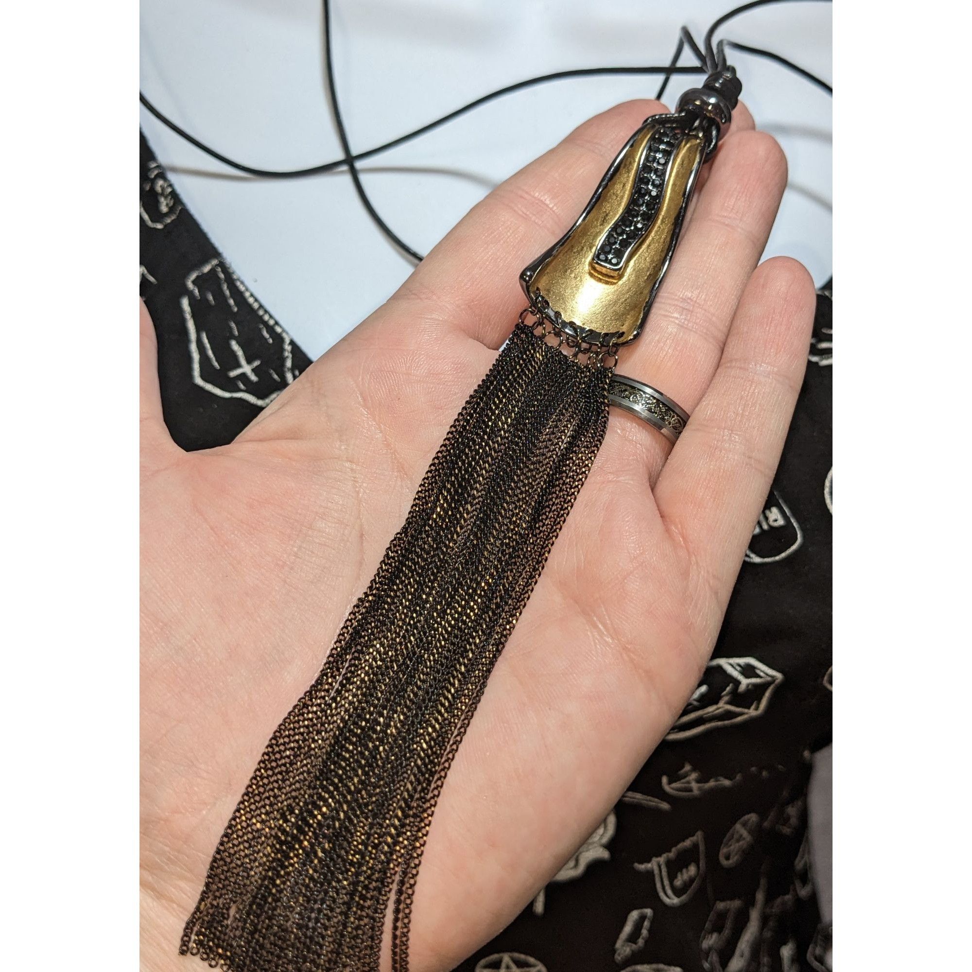 Other Sweet Lola Gothic Black & Gold Tassel Pendant Necklace Size ONE SIZE - 2 Thumbnail