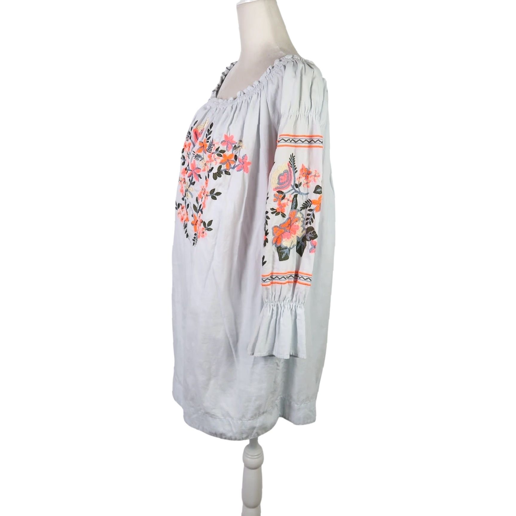 Free People Off Shoulder Mini Dress Denim Floral Embroidered Blue Light  Wash Womens M Dress - www.desnorhaar.be