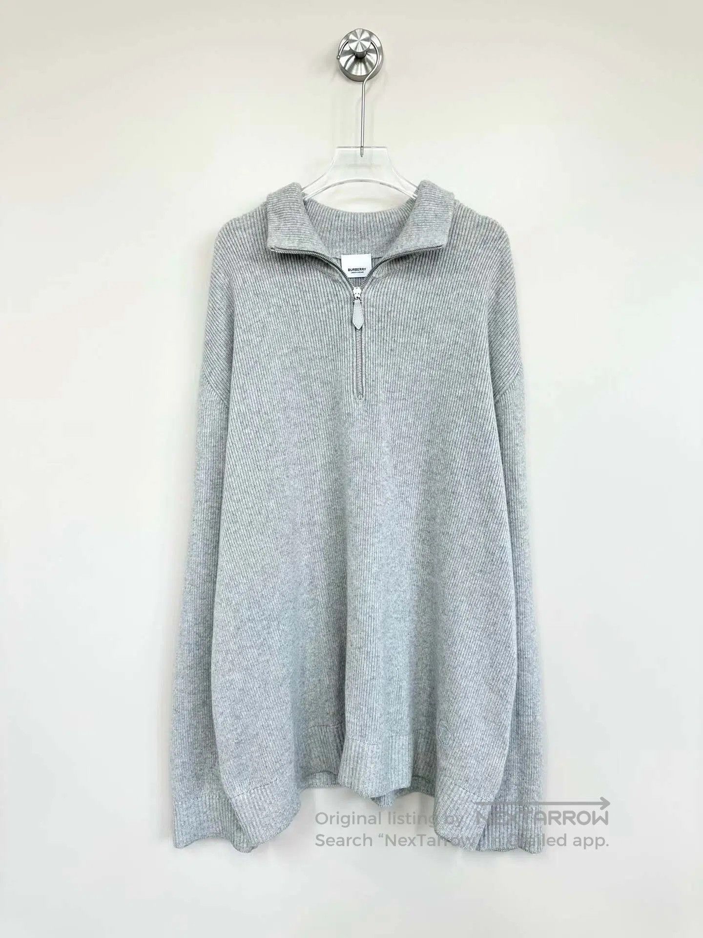 Burberry Burberry Gray Embroidery Logo Old Money Style Knit Sweater Size US XL / EU 56 / 4 - 1 Thumbnail