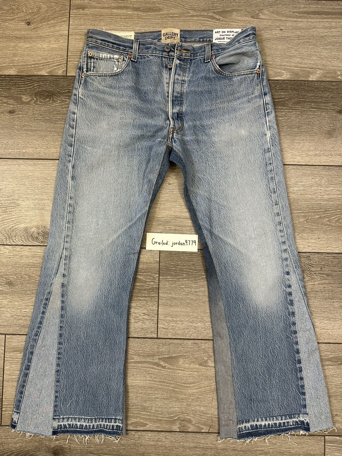 Image of Gallery Dept La Flared Distressed Two Tone Denim Jeans, Men's (Size 33)