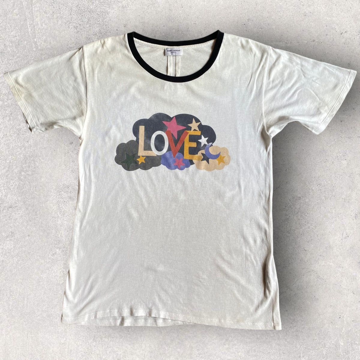 image of Saint Laurent Paris Slp Love T Shirt in White, Men's (Size Small)