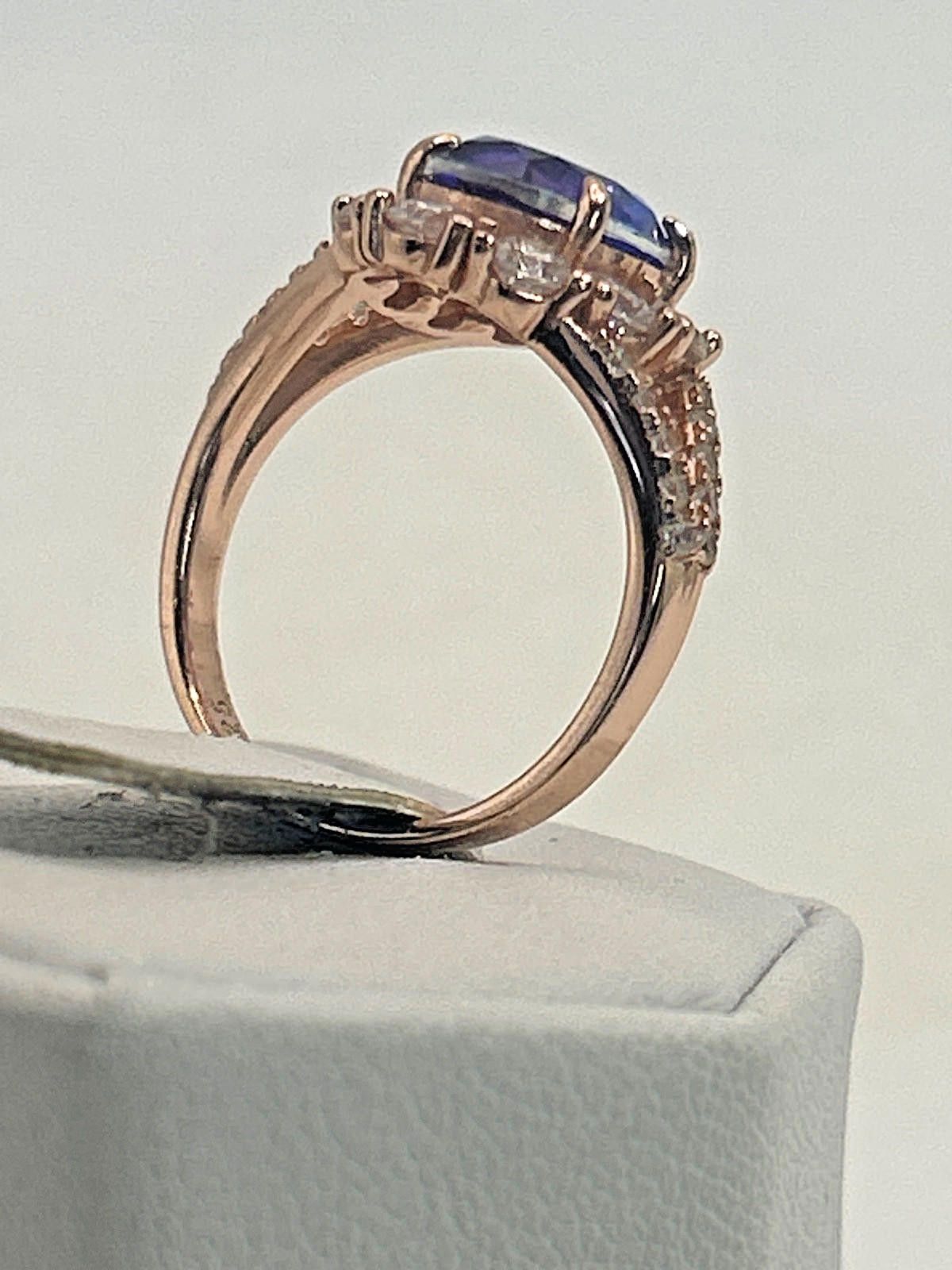 Sterling Silver 925 Vintage Sterling Silver Rose Gold Ring Size 7 Purple Size ONE SIZE - 5 Thumbnail
