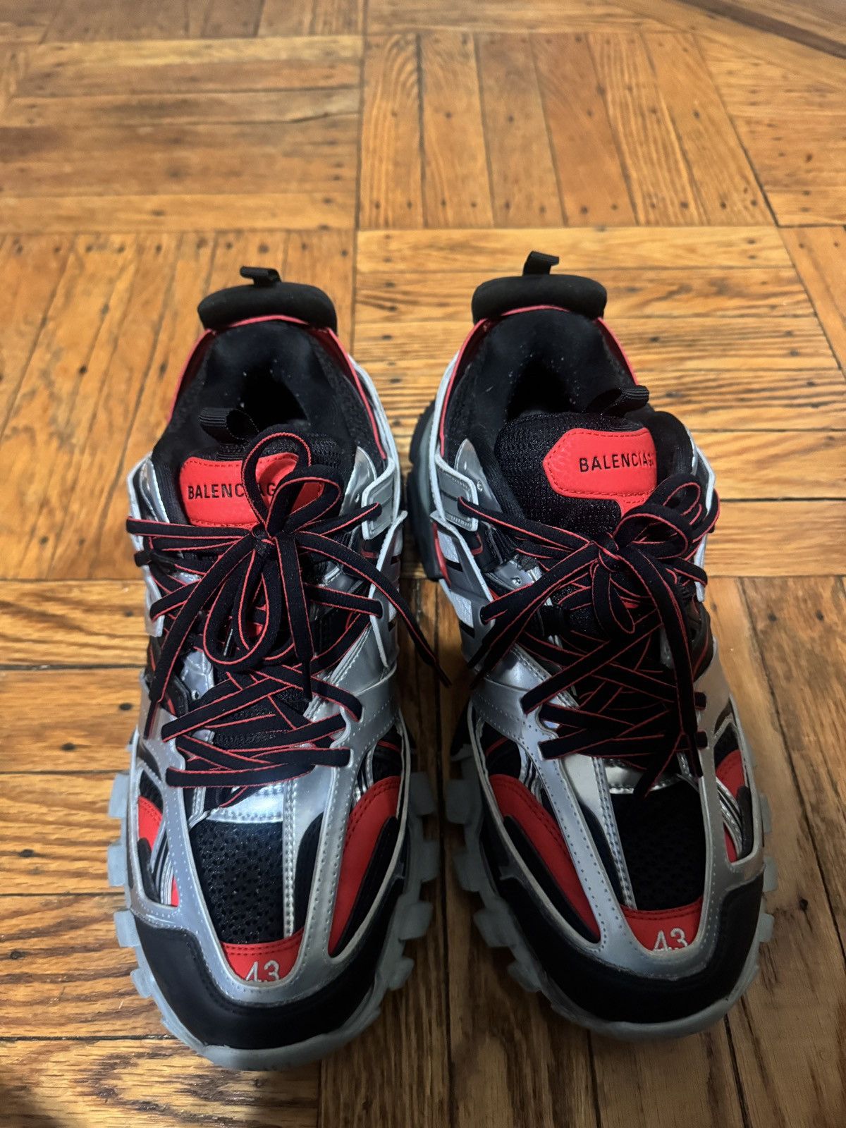 Balenciaga Balenciaga track runner black silver red Size US 10 / EU 43 - 3 Thumbnail