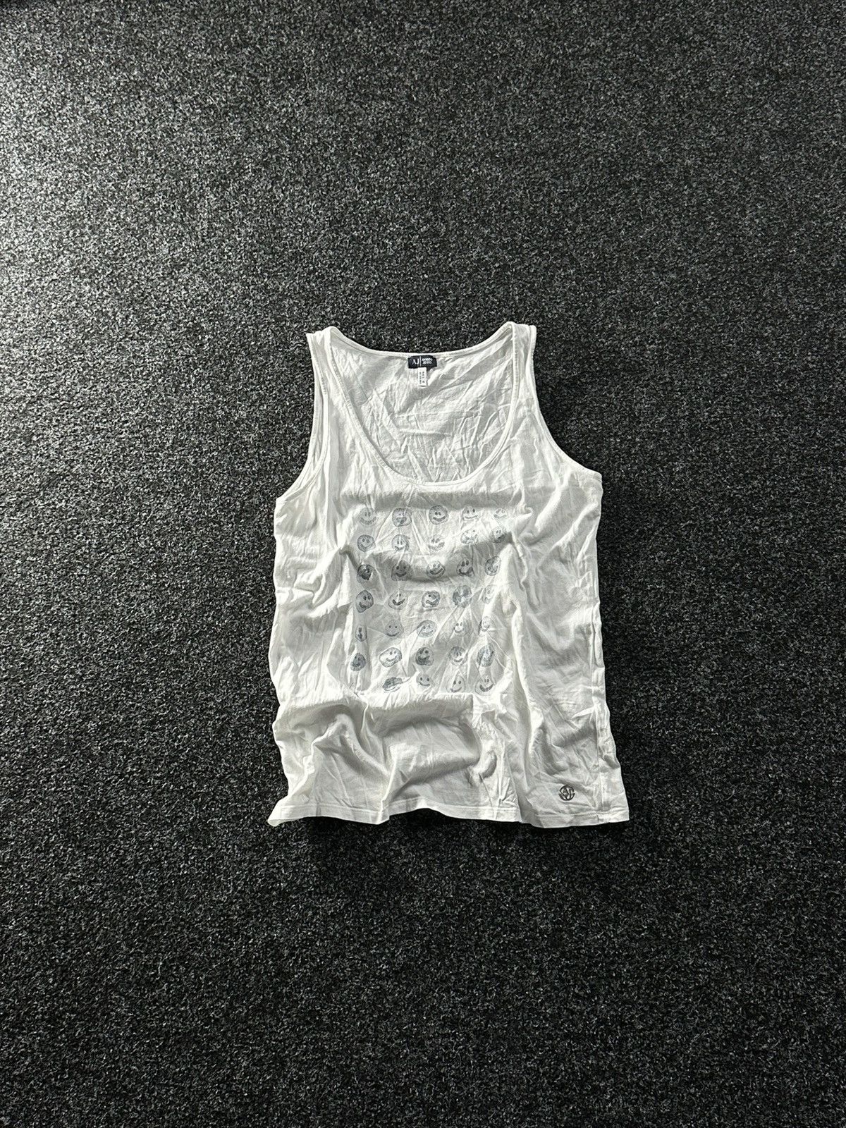 Armani × Vintage 🚨VNTG Armani Jeans big monogram SMILE TANK TOP metal logo Size US M / EU 48-50 / 2 - 1 Thumbnail