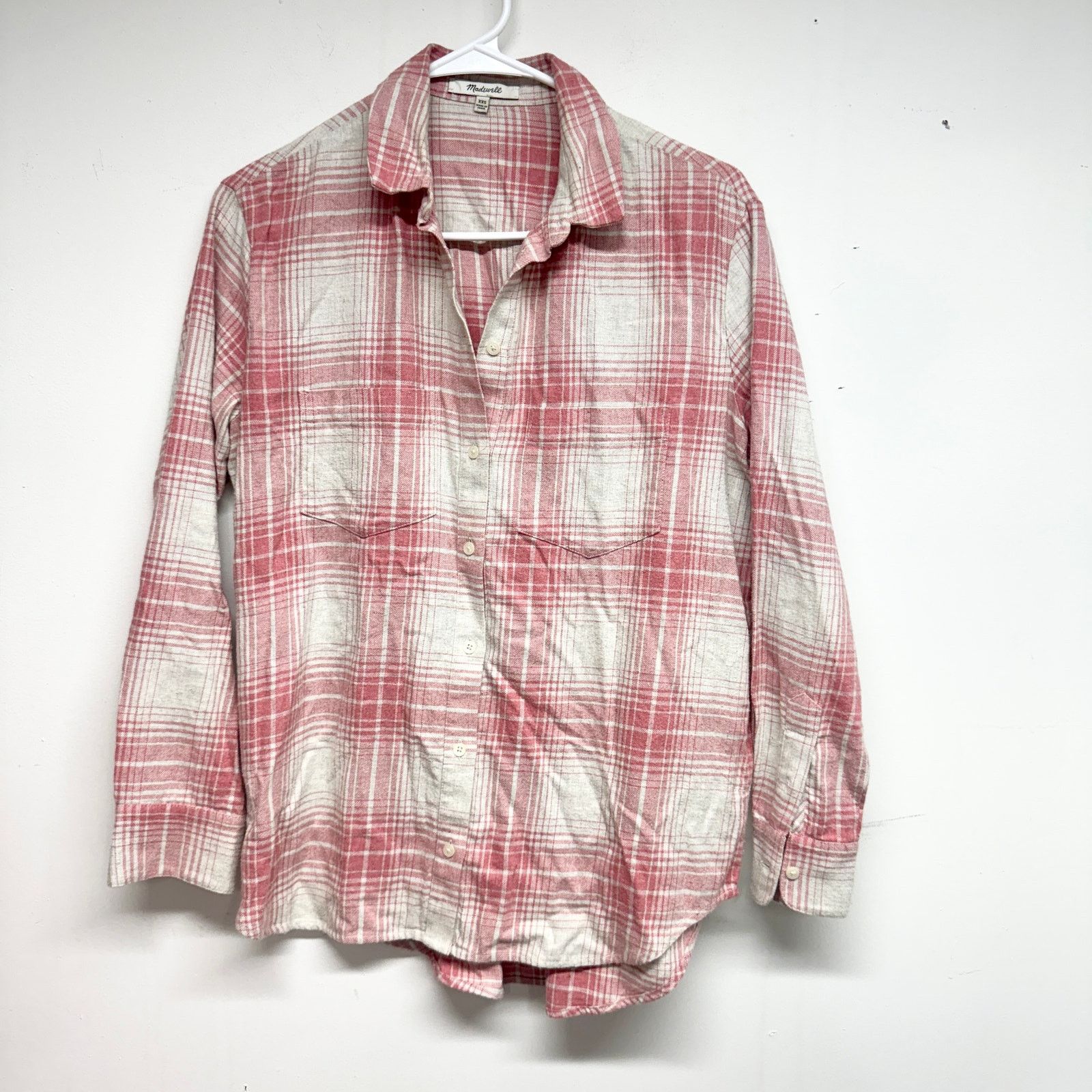 Madewell Madewell Pink Cream Plaid Flannel Button Up Shirt Size XXS Size XXS / US 00 / IT 34 - 2 Thumbnail