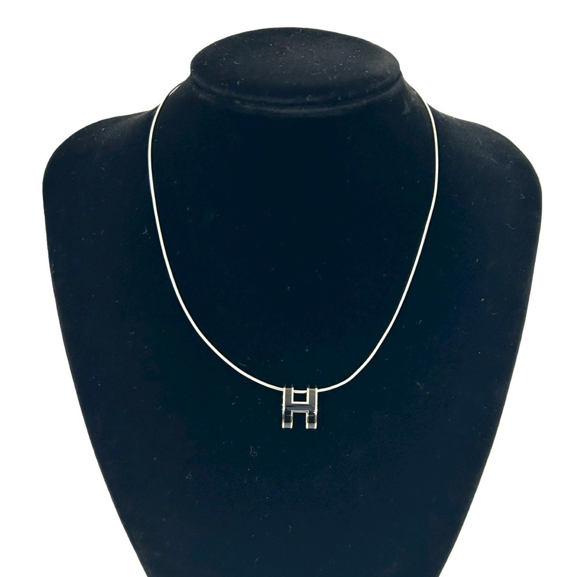 Hermes HERMES Hermès Case d'Ache H Cube Silver 925 Necklace Pendant Black 53329 Size ONE SIZE - 1 Thumbnail