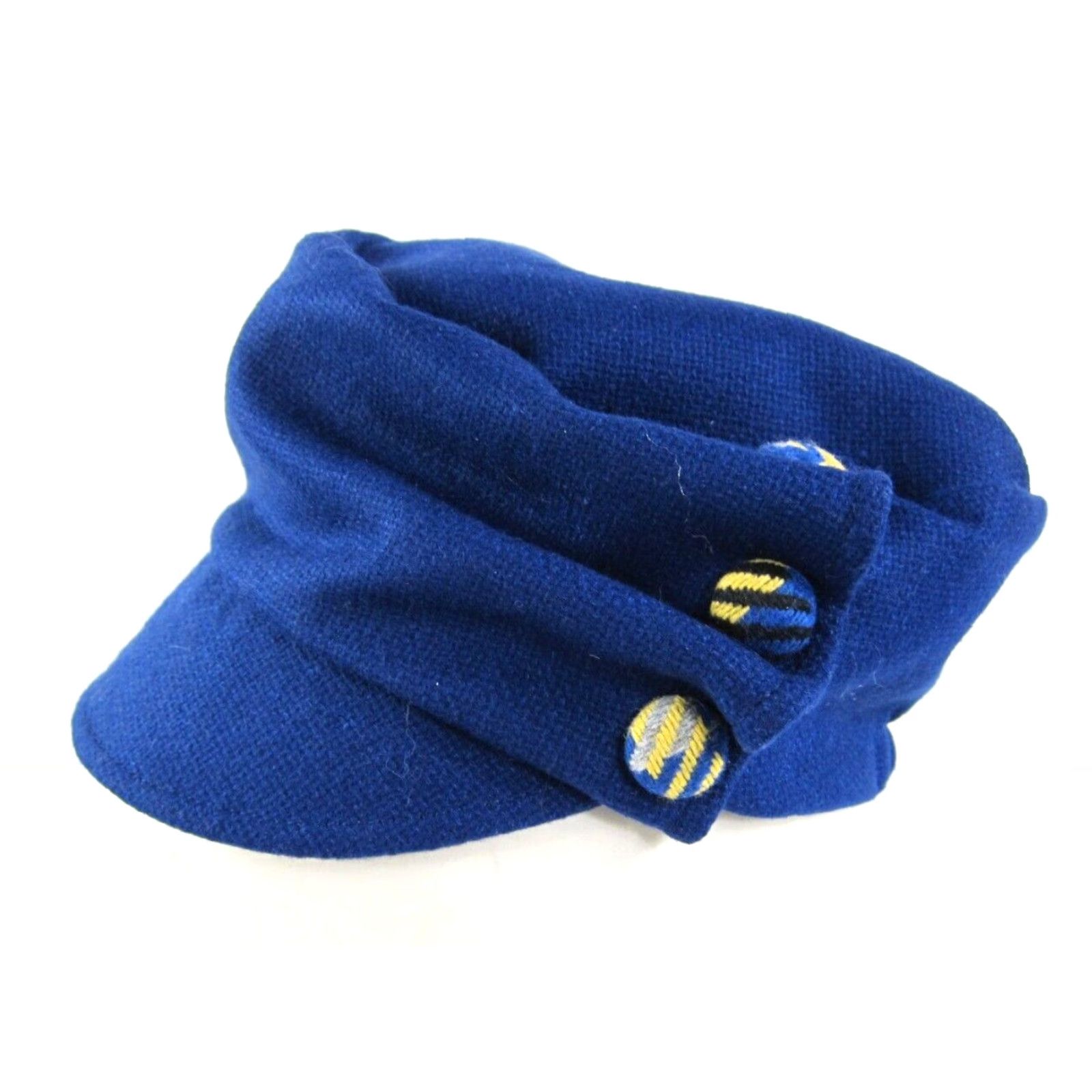 Vintage VINTAGE Baroness Ashley Blue Gathered Button Bucket Paperboy Bill Cap City Party Hat Size ONE SIZE - 2 Thumbnail