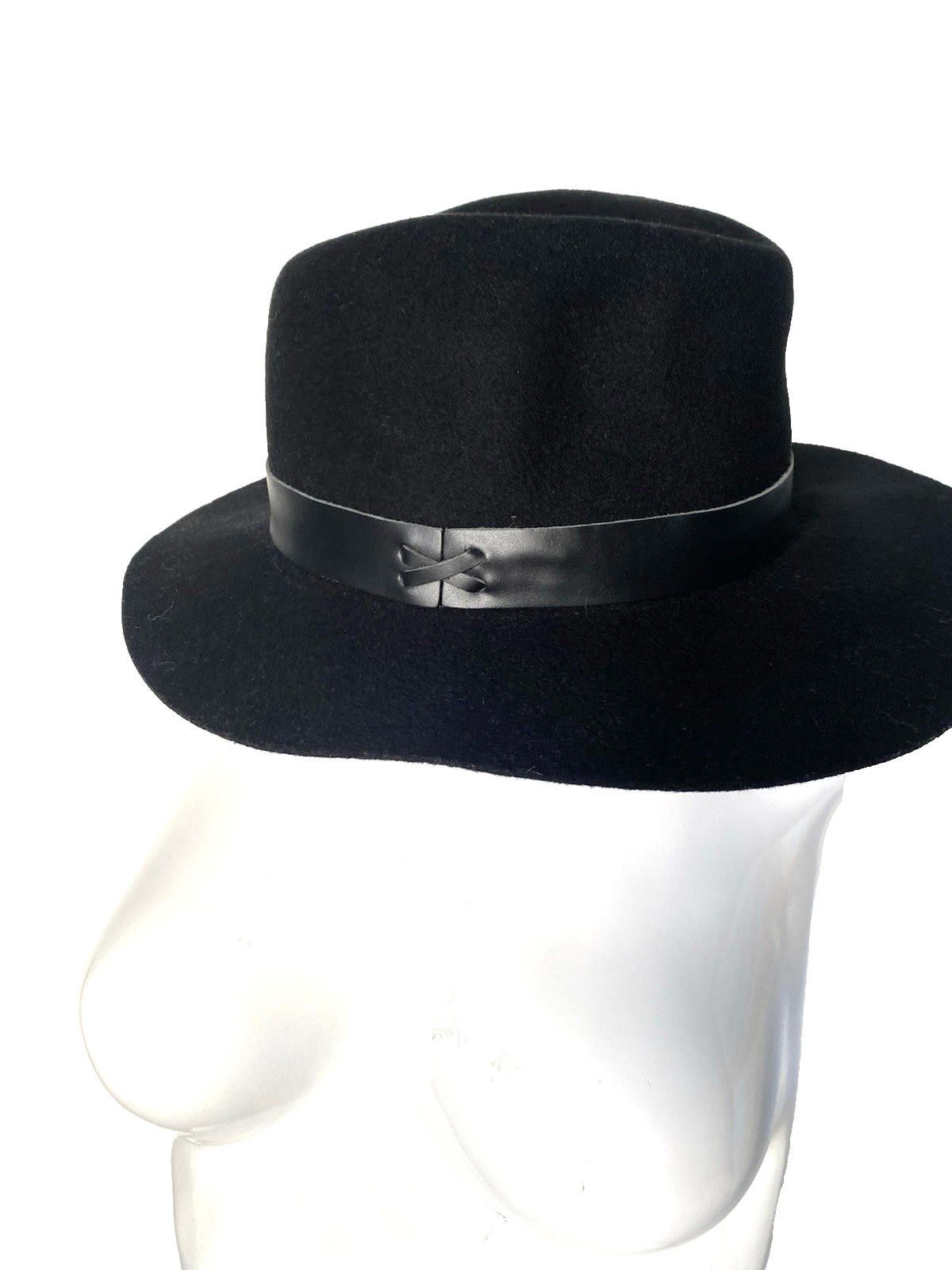 Other NWT Hat Attack 100% Wool Felt Fedora Leather Trim Black Hat Size ONE SIZE - 6 Thumbnail