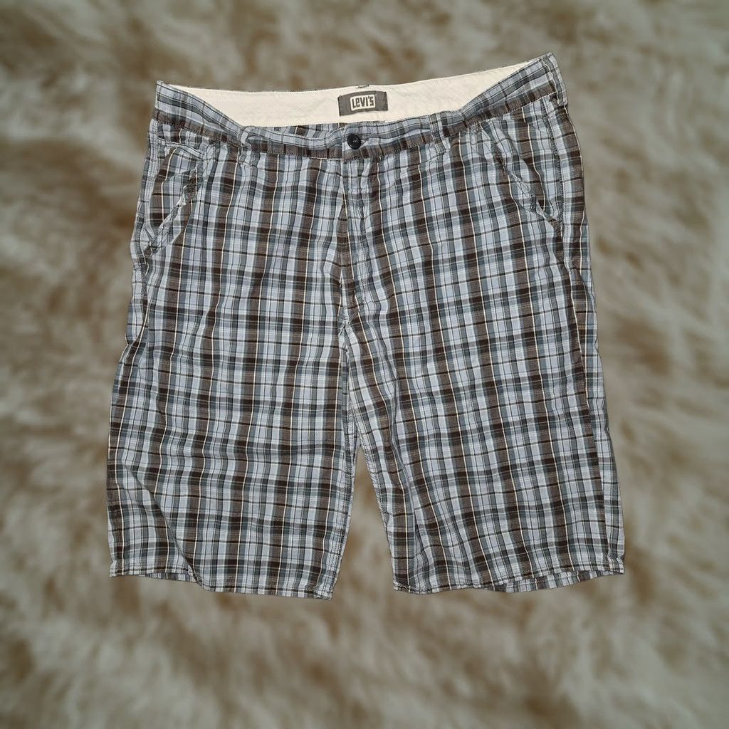 Levi's Levis Shorts Mens W42 Blue Brown Shoreline Plaid Cotton Casual Summer Pockets Size US 42 / EU 58 - 1 Thumbnail