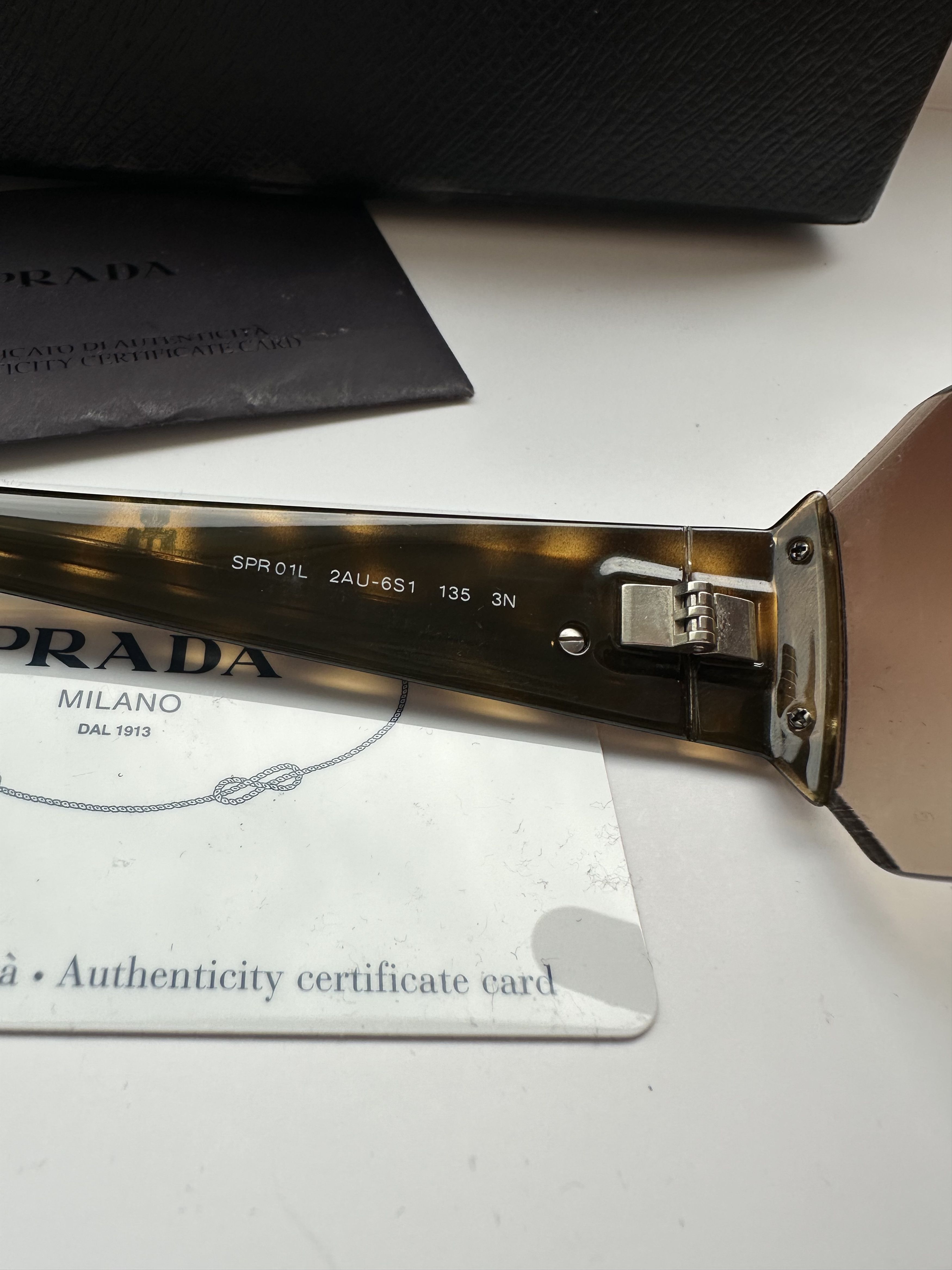 Prada Prada Brown/Black SPR01L Silver Tab Unisex Sunglasses Size ONE SIZE - 9 Thumbnail