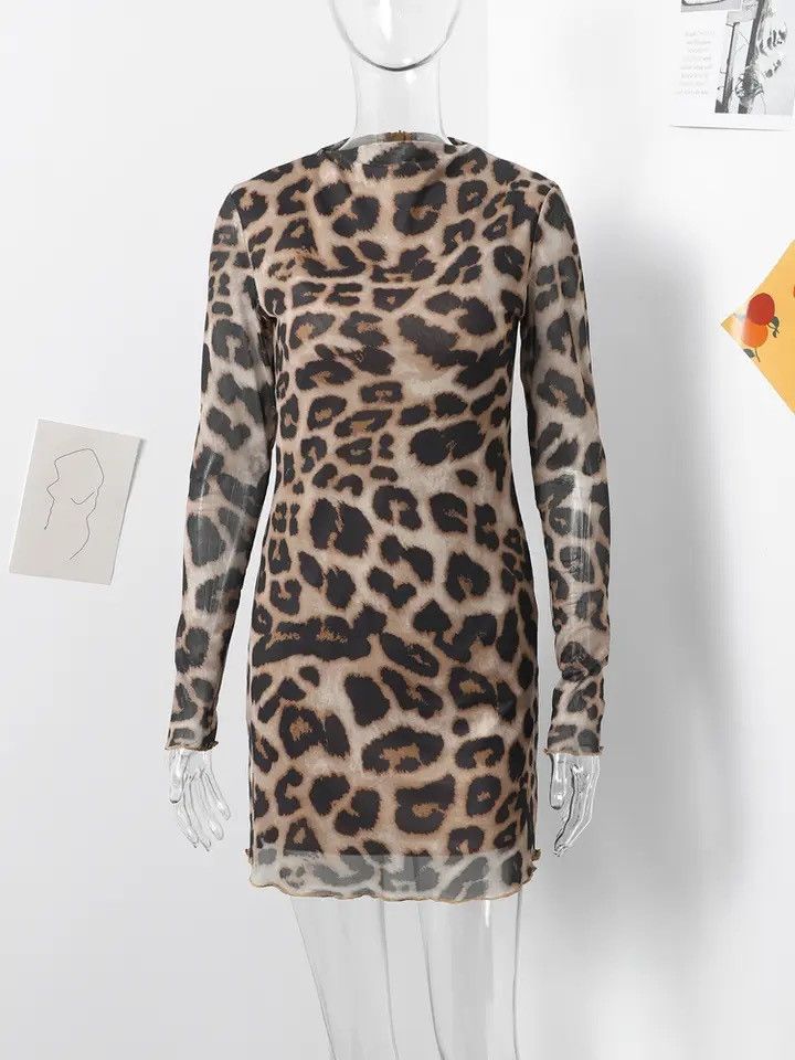 Designer Leopard Print Mini Women Dress y2k Size S / US 4 / IT 40 - 6 Thumbnail