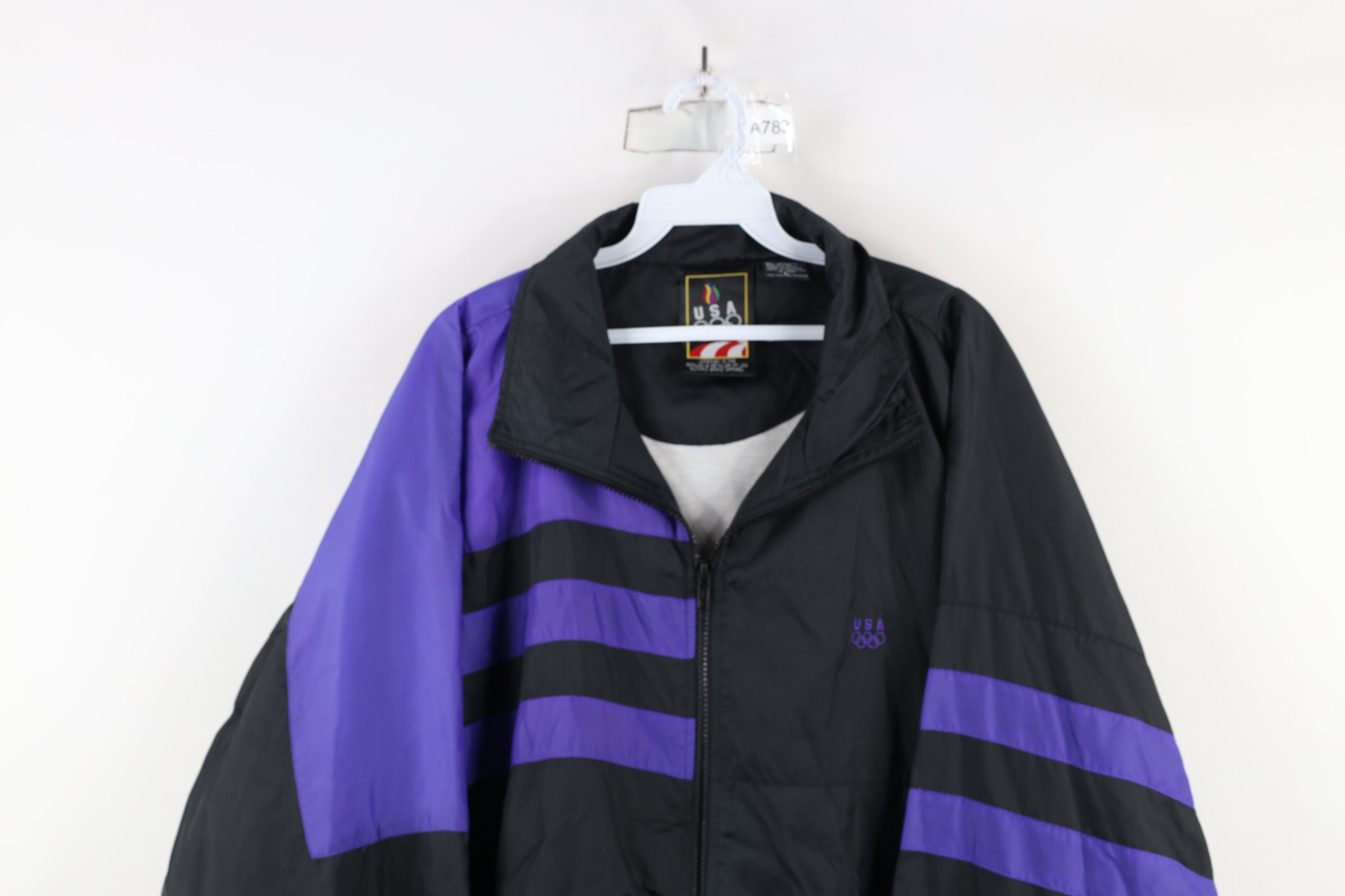 Vintage Vintage 90s USA Olympics Block Lined Windbreaker Jacket Size US L / EU 52-54 / 3 - 2 Thumbnail
