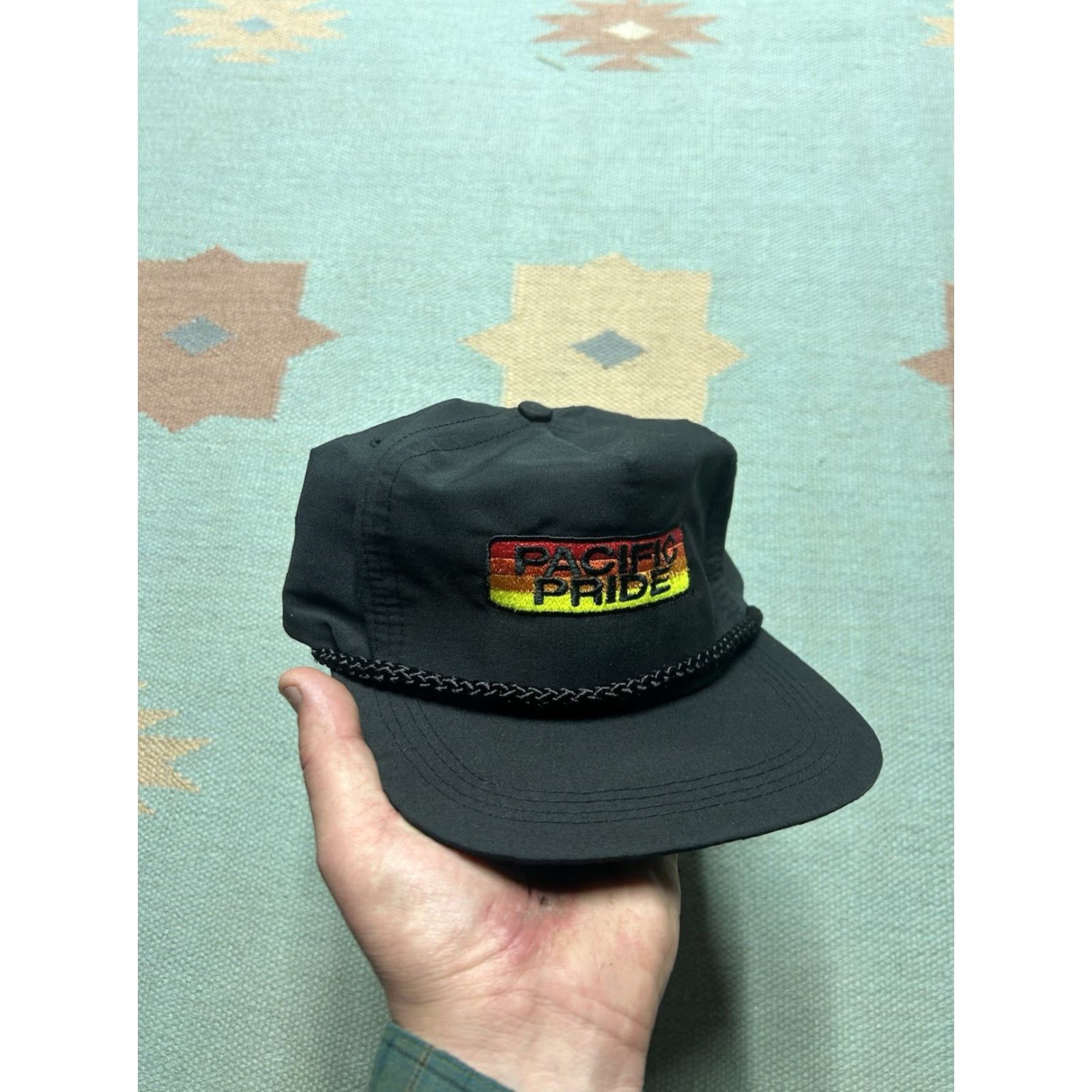 GAS VINTAGE Pacific Strapback Hat Cap Black Embroidered Adjustable Men Gas Fuel Pride Pacific Brand Strapback Hat Size ONE SIZE - 2 Thumbnail