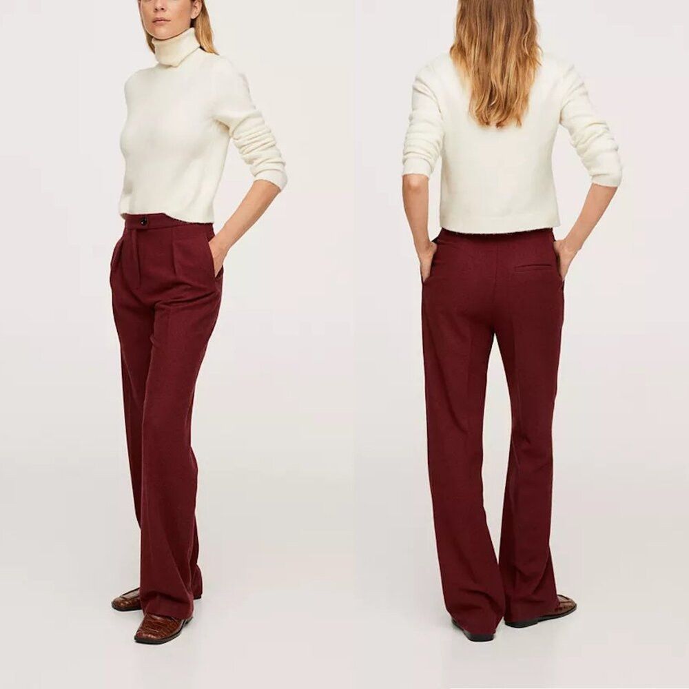 Mango New MANGO Women's Wool Red Pants Size 6 Size 28" / US 6 / IT 42 - 1 Thumbnail