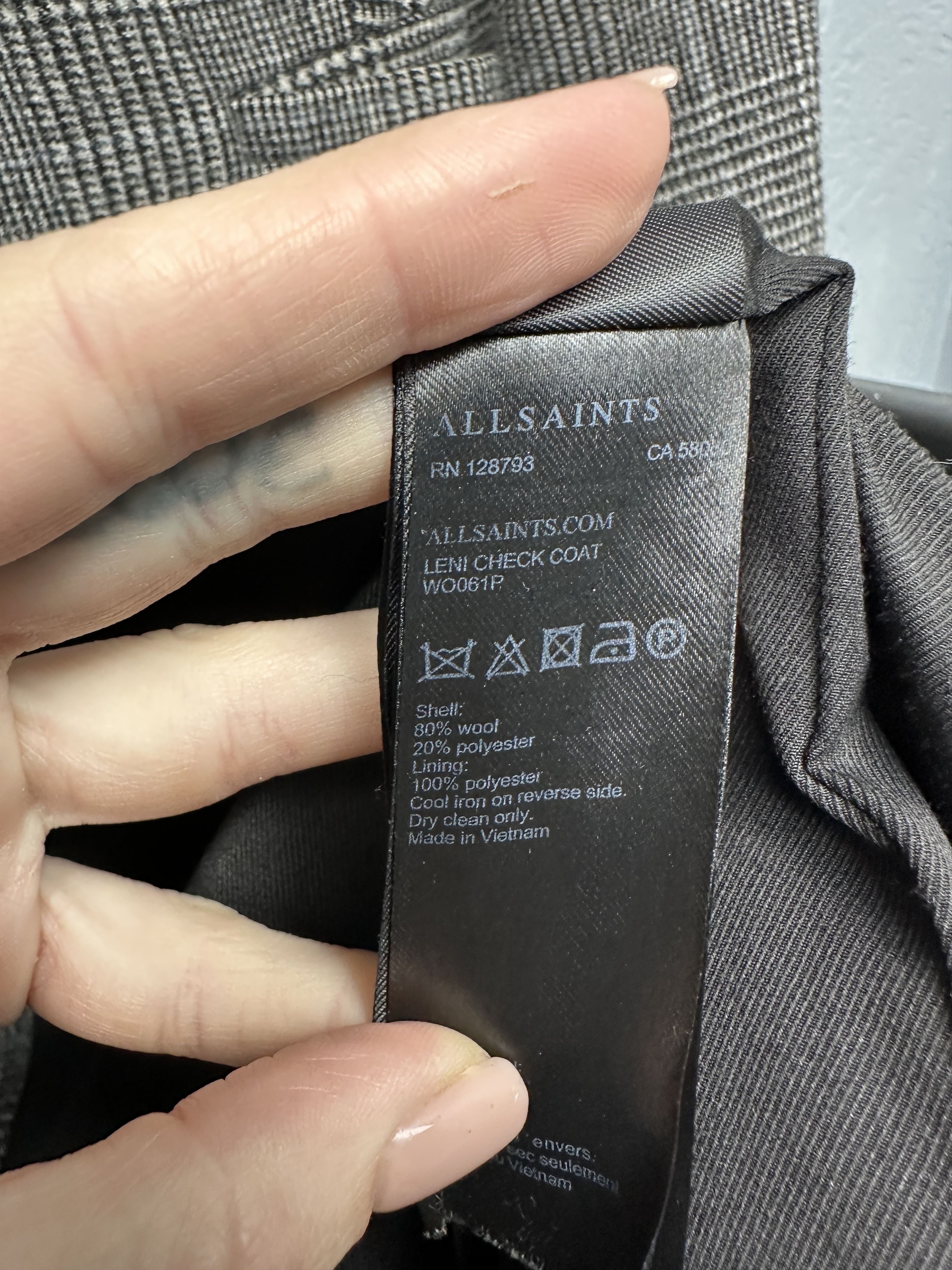 Allsaints Allsaints Womens Leni Check Wool Coat Jacket Size XS / US 0-2 / IT 36-38 - 4 Thumbnail