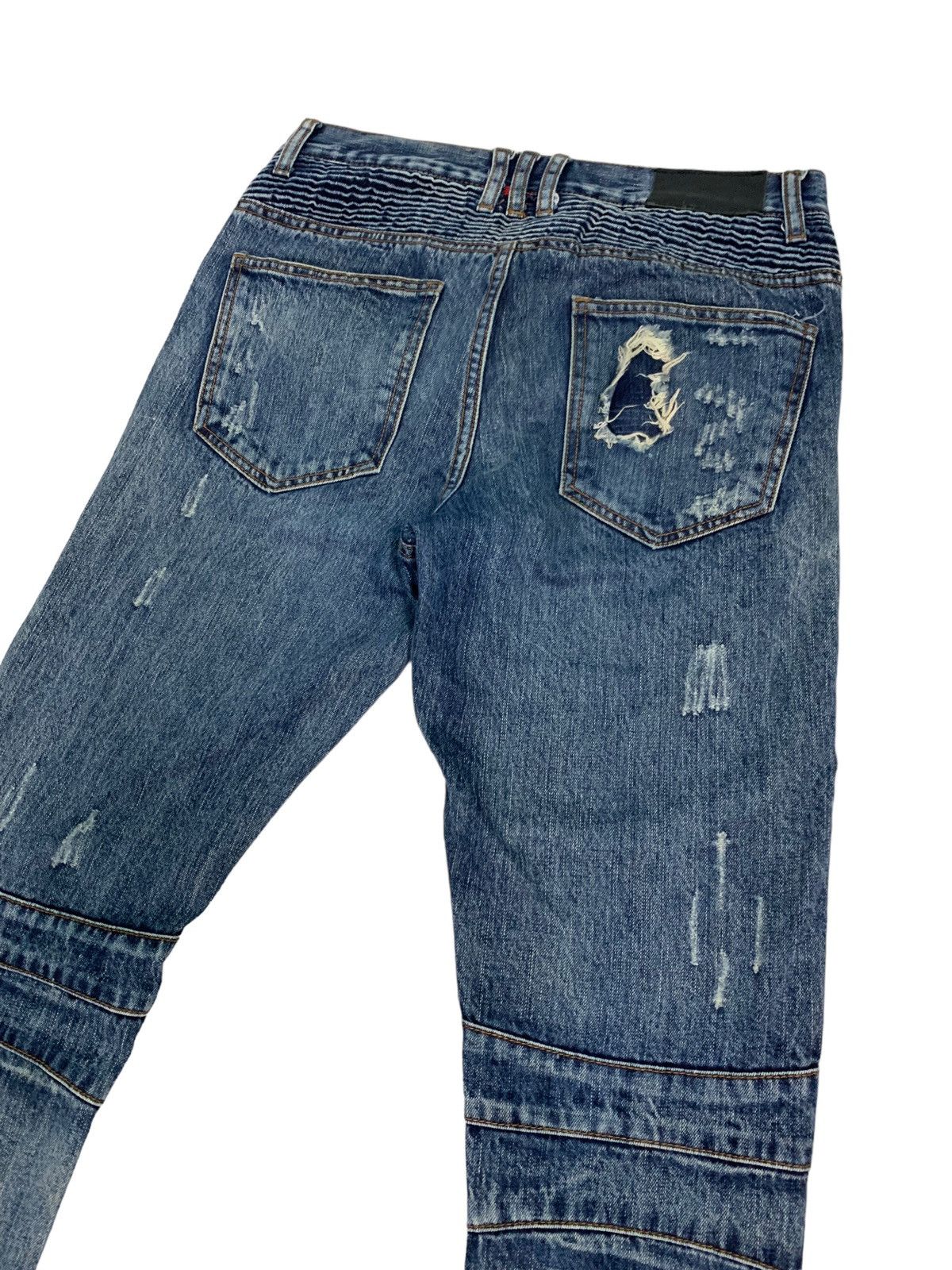 Japanese Brand 🔥Biker Distressed Embellish Skinny Jeans Styled Size US 30 / EU 46 - 7 Thumbnail