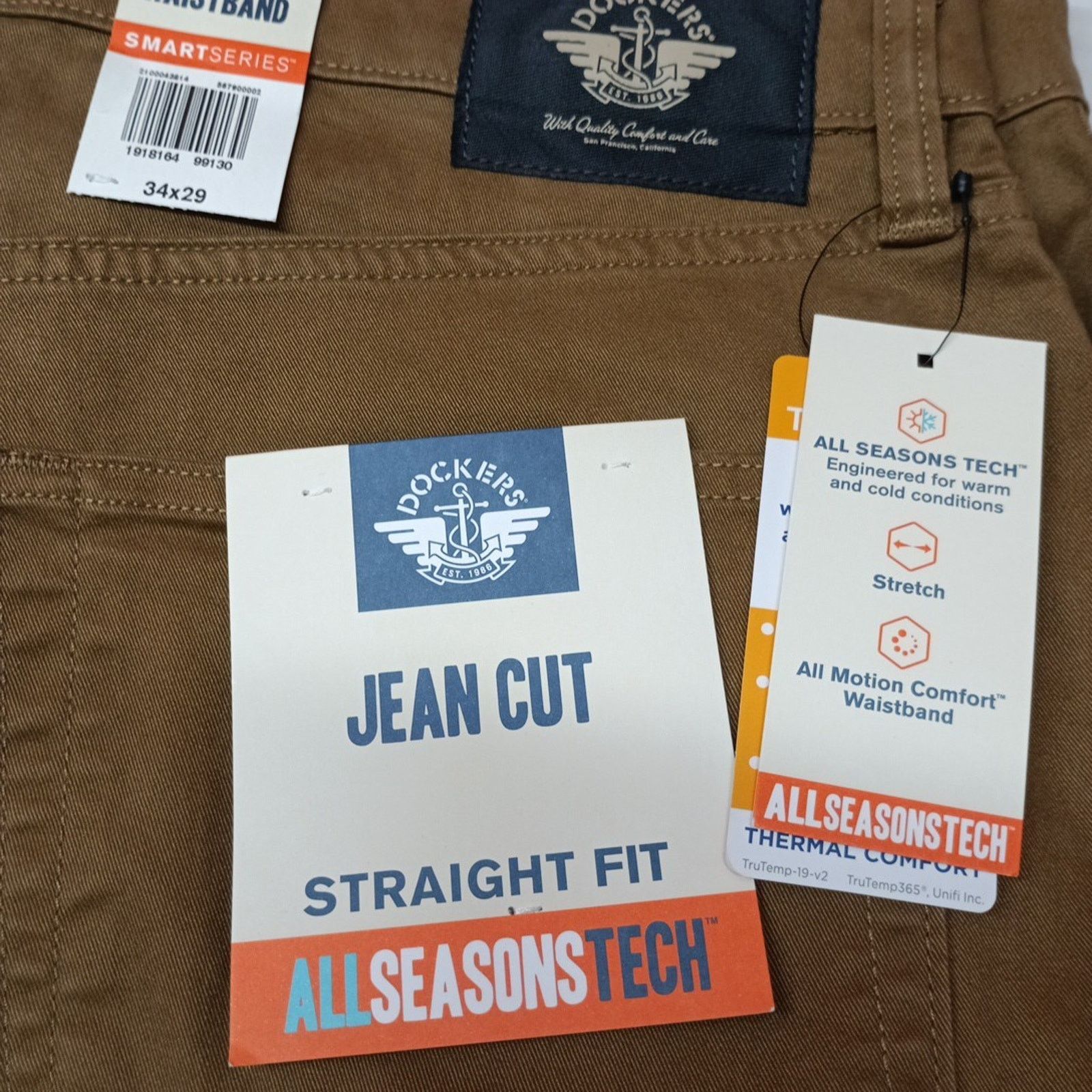 Dockers Dockers Pants Men's 34x29 Brown Straight Fit Jean Cut Size US 34 / EU 50 - 2 Thumbnail