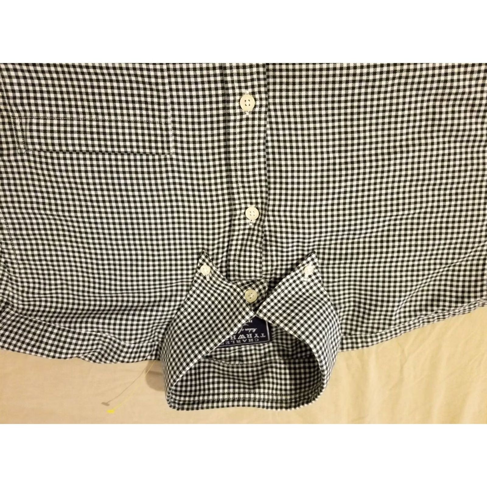 Charles Tyrwhitt Mens Charles Tyrwhitt Dress Shirt M Medium Gray Button Cotton Size 40R - 2 Thumbnail