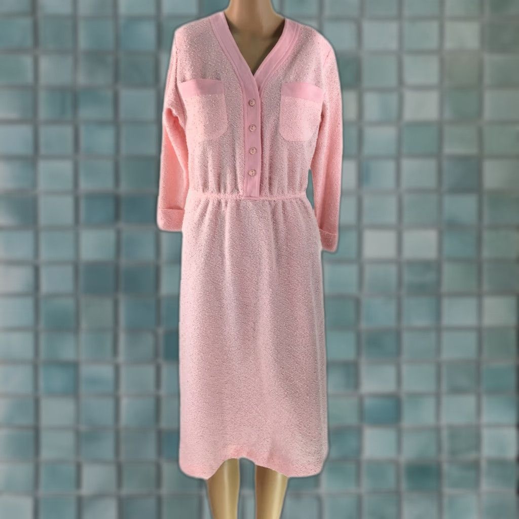 Vintage VINTAGE Leslie Fay Dress Pink Petite Size 4 Button Front Cinch Waist Midi Fit & Flare Women Size S / US 4 / IT 40 - 1 Thumbnail