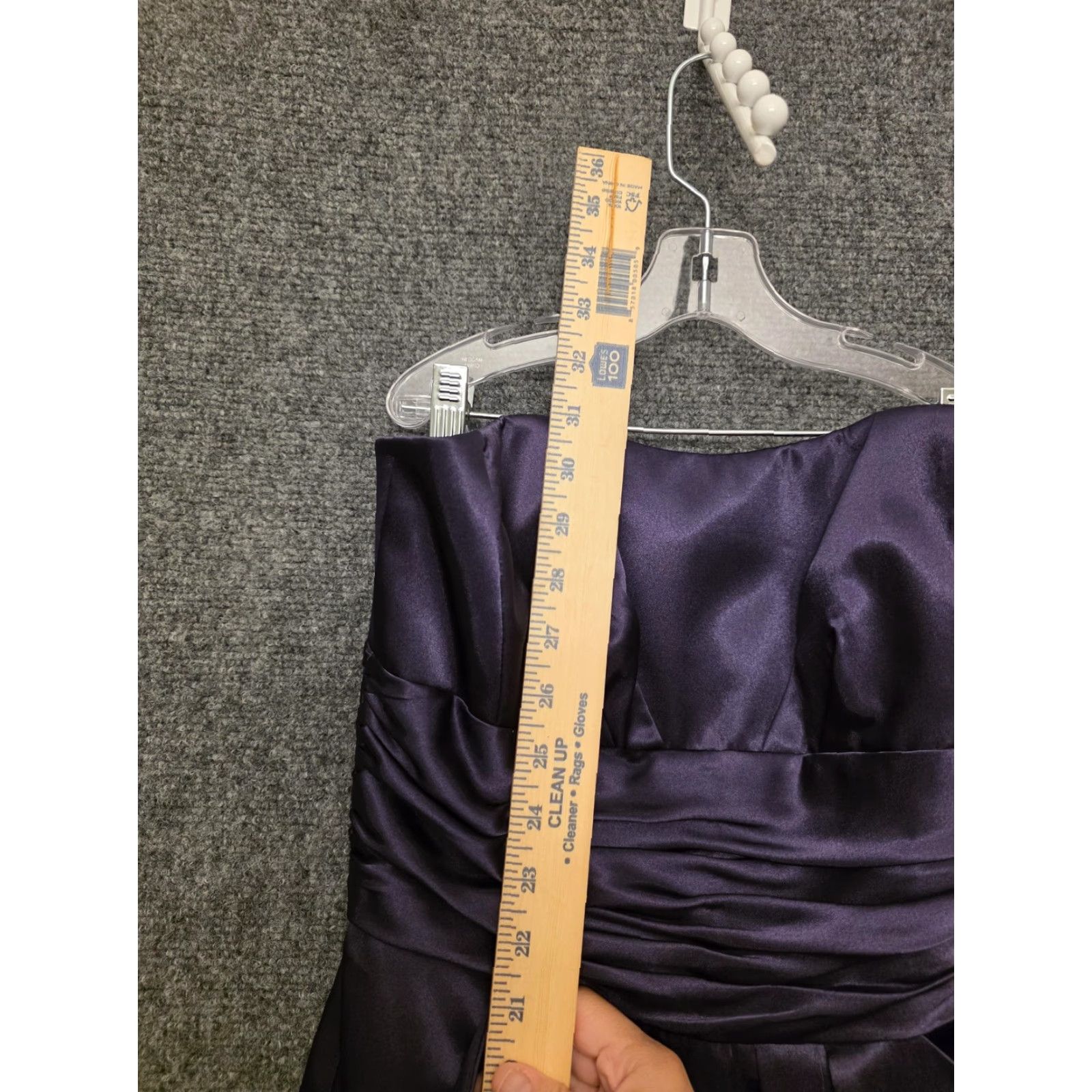 Vintage David's Bridal Dress Womens 6 Purple Strapless Satin Sheath Pockets Bridesmaid Size M / US 6-8 / IT 42-44 - 5 Thumbnail