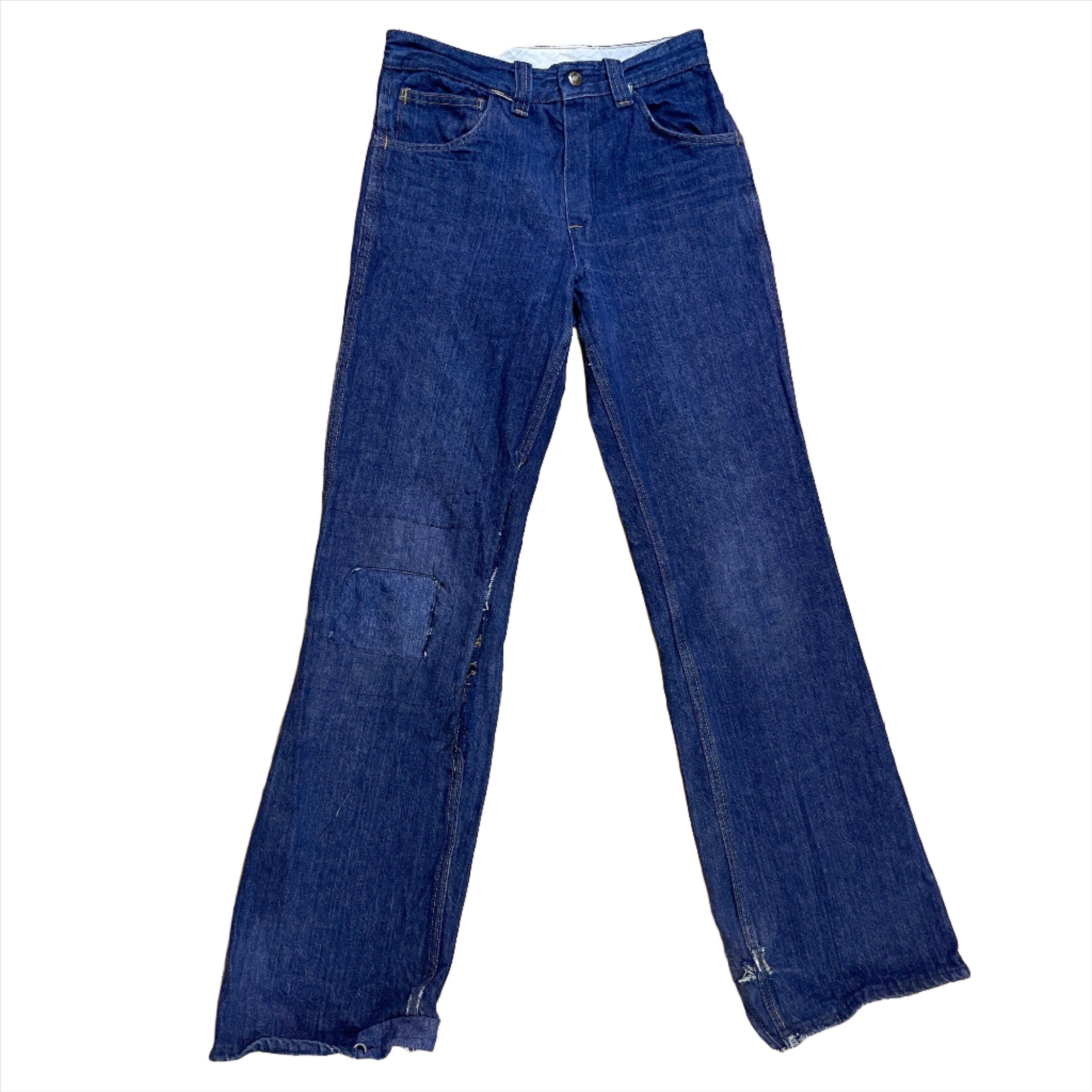 Other Vintage Mended Indigo Denim Boot Cut Jeans 28" Waist Size 28" / US 6 / IT 42 - 1 Thumbnail