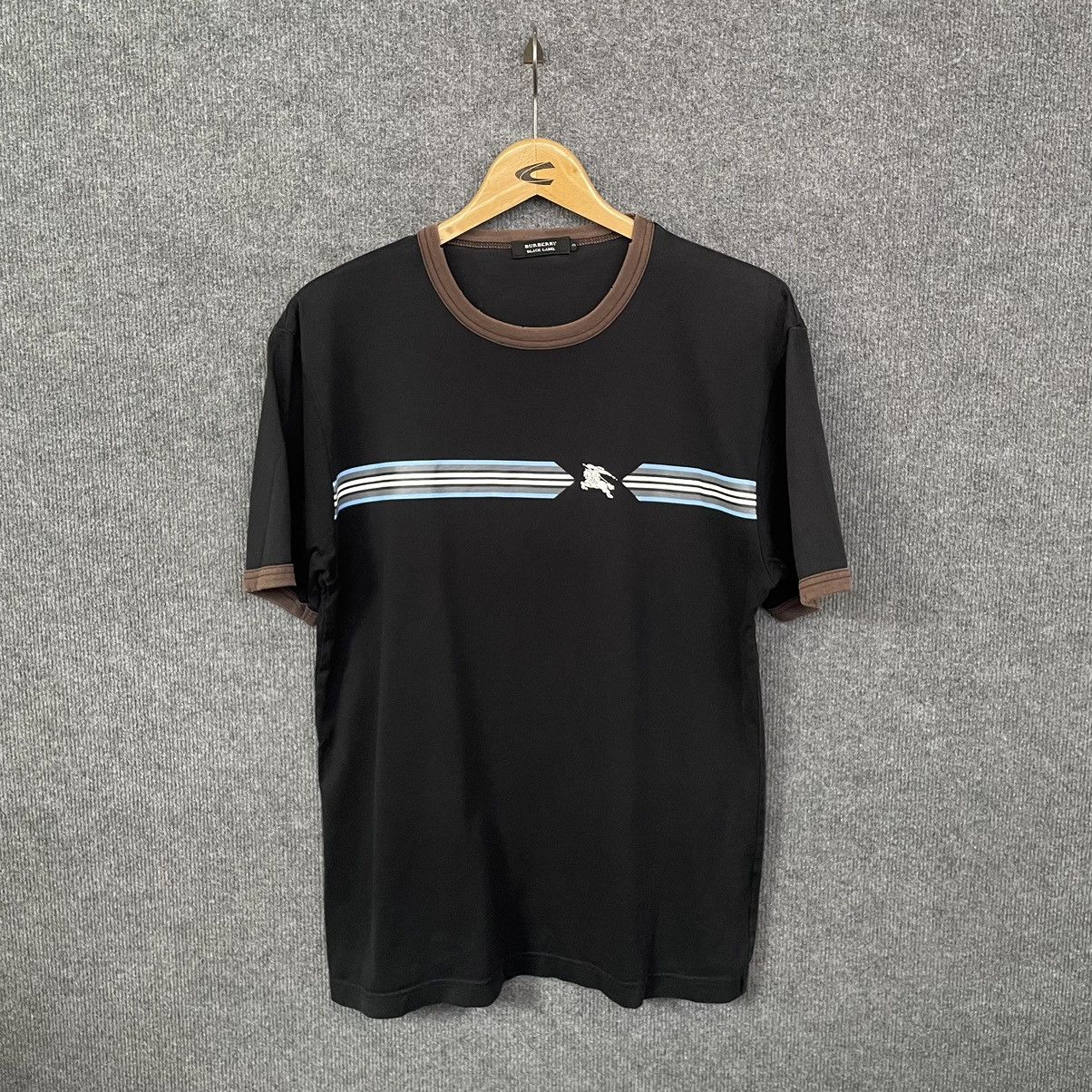 image of Burberry Black Label Ringer T Shirt OG Distressed Design, Men's (Size Medium)