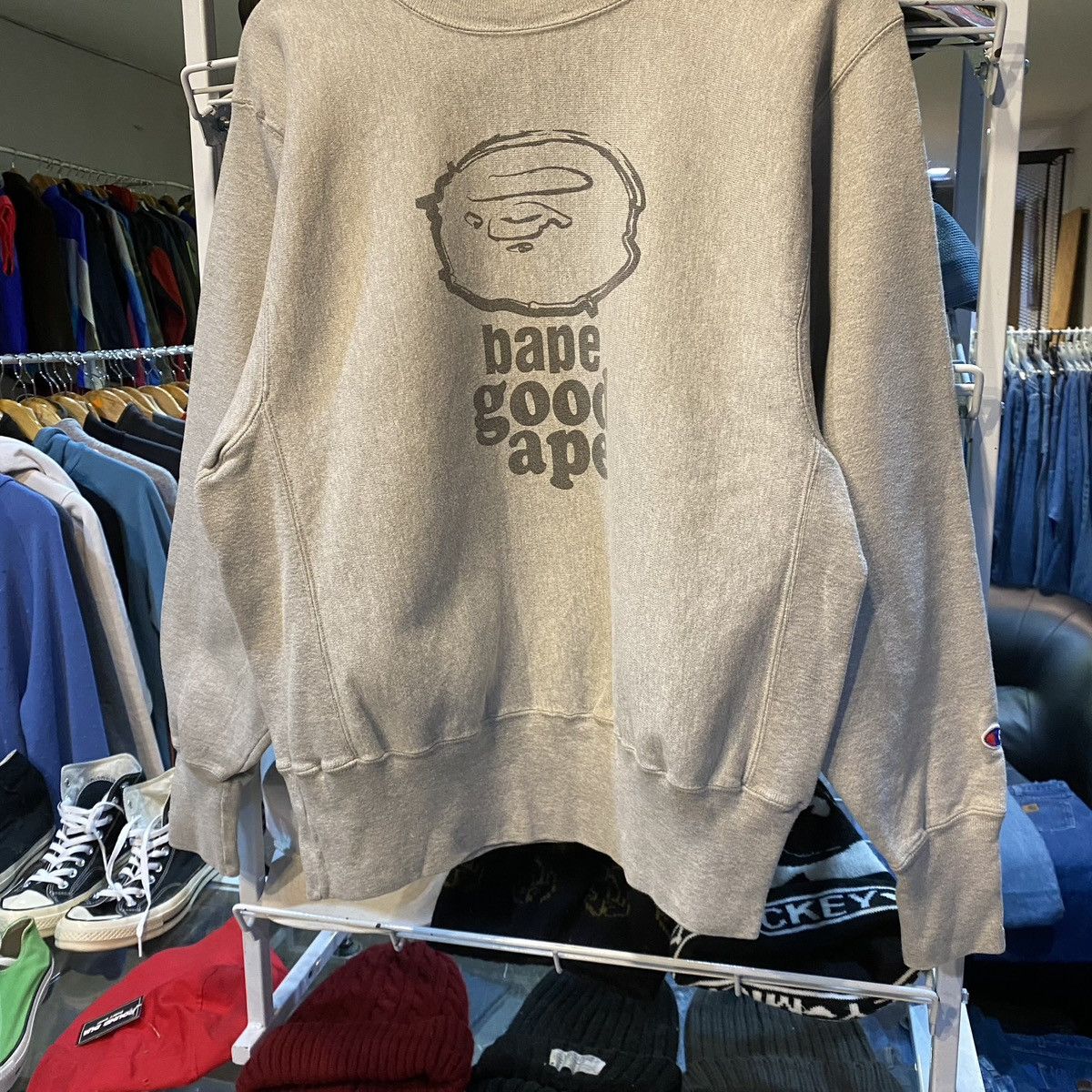 Bape × Champion 🔥VTG Bape x Champion Bape Good Ape reverse weave sweatshirt Size US M / EU 48-50 / 2 - 4 Thumbnail