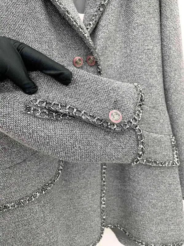 Chanel Chanel Gray Cotton Blend Mid-Length Coat . Size S / US 4 / IT 40 - 5 Thumbnail