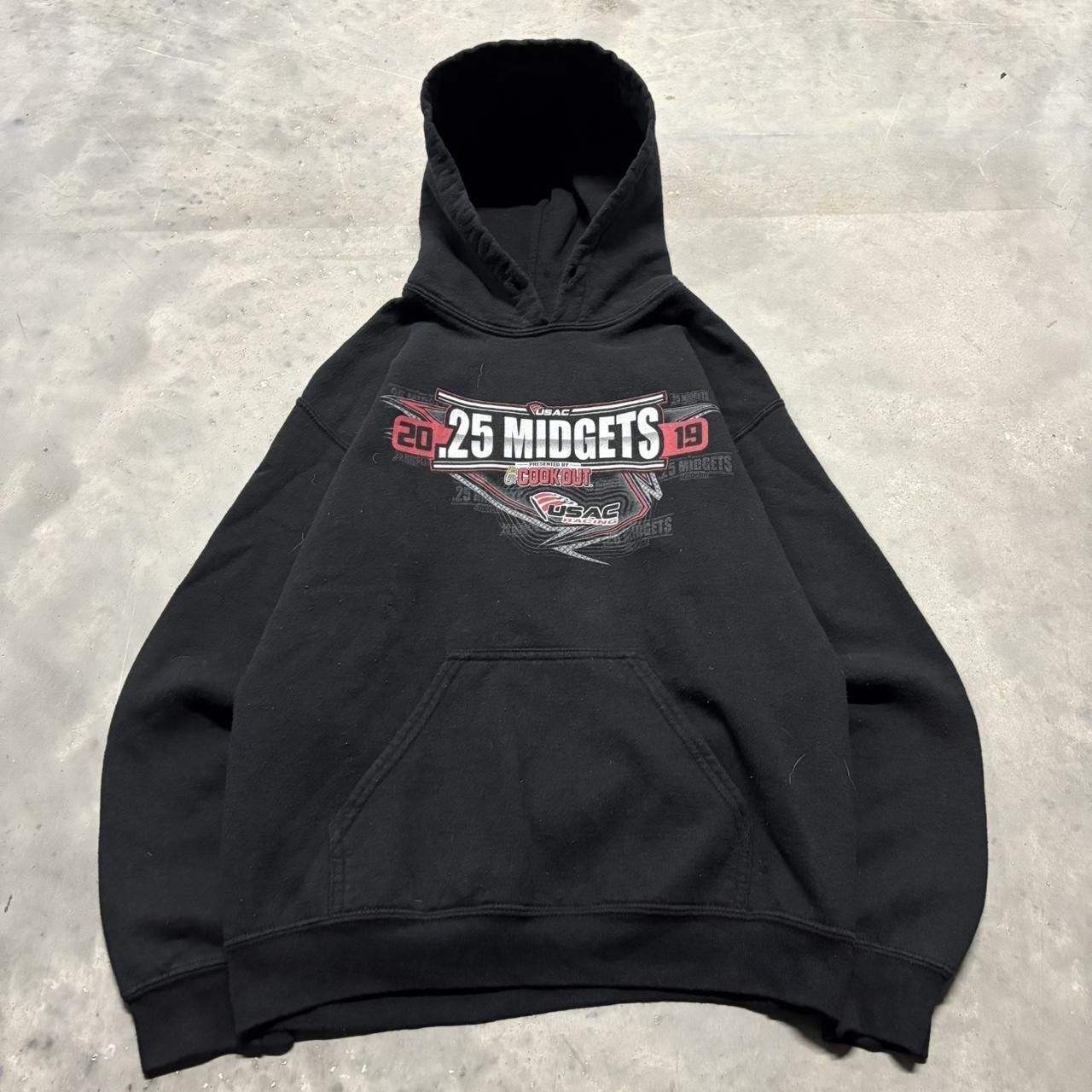 Japanese Brand × Vintage Crazy Vintage Y2K/2000s Black Racing Streetwear Graphic Hoodie! Size US S / EU 44-46 / 1 - 2 Thumbnail