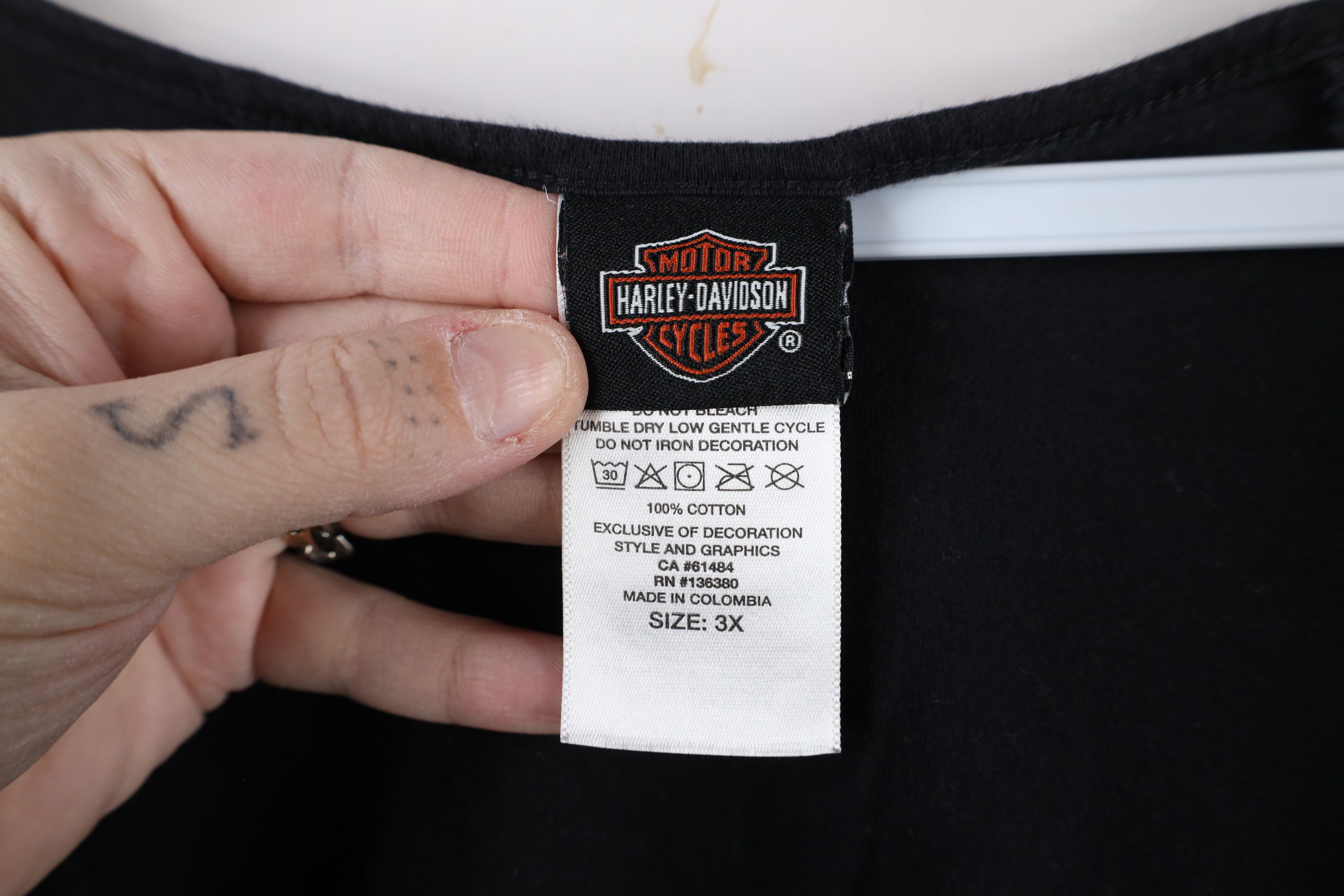 Harley Davidson × Vintage Y2K Harley Davidson Spell Out Tie Sleeve Tunic T-Shirt Black Size 3XL / US 20-22 - 7 Thumbnail