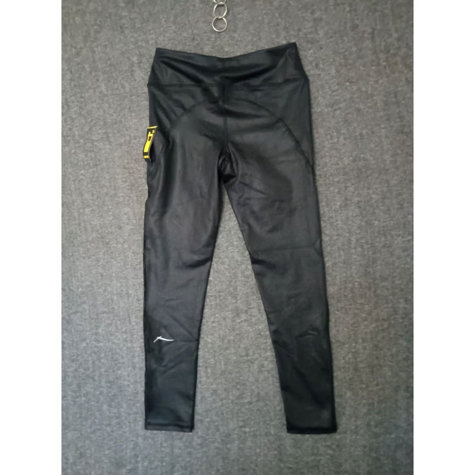 Vintage Sleek and sexy Faux Leather Zipper Style Leggings Leggings Size S Petite Black Cat Black Panther 80s 90s NYC Party Sexy Womens Leggings Size 28" / US 6 / IT 42 - 2 Thumbnail