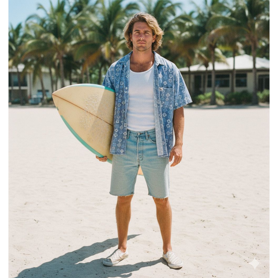 Quiksilver Quicksilver Master Plan Blue Cross Wave Shirt Men's M 90s Size US M / EU 48-50 / 2 - 8 Thumbnail