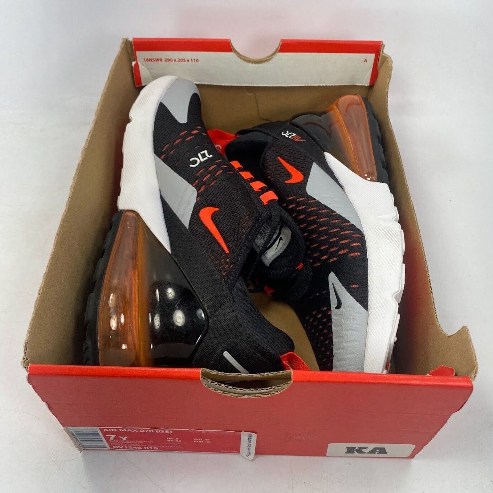 Nike NEW Nike Air Max 270 (GS) Black Crimson BV1246-015 NO LID Size US 7 / EU 40 - 10 Thumbnail
