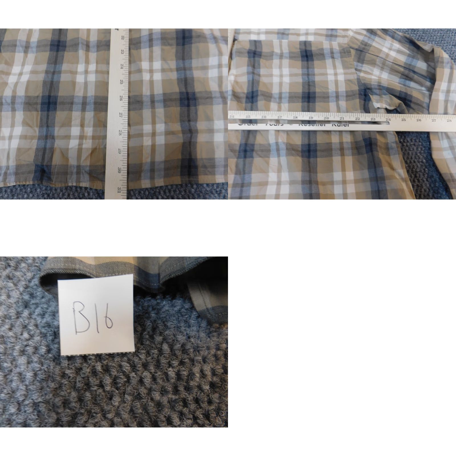 Vintage Turnbury Mens Shirt XL Beige Plaid Button-Down Collared Long Sleeve Knit Cotton Linen Button Up Easy Breathable Modern Size US XL / EU 56 / 4 - 9 Thumbnail
