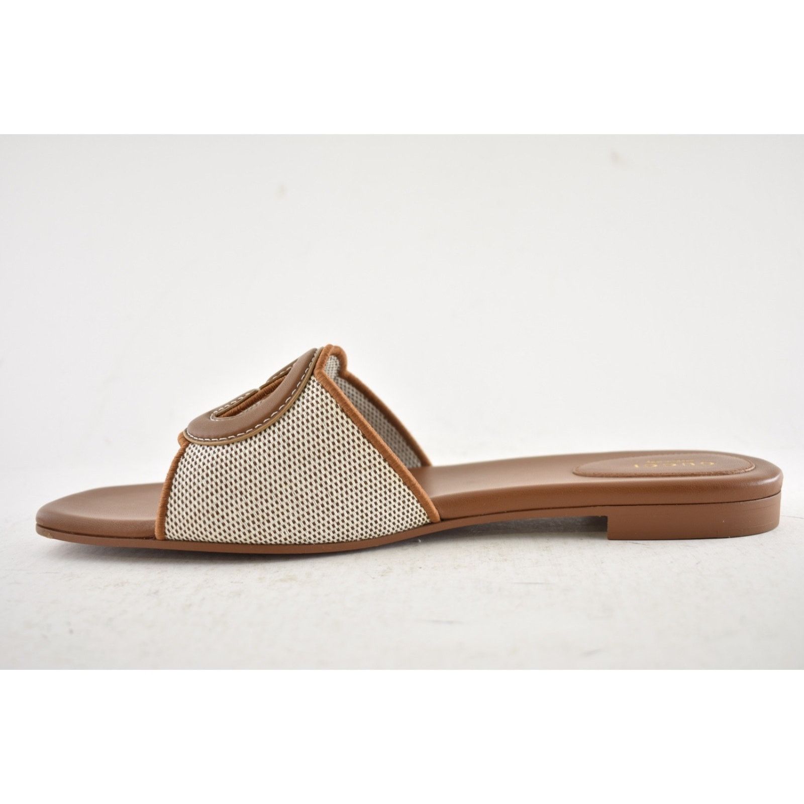 Gucci Gucci GG Interlocking Brown Leather Canvas Mule Sandal 42 Size US 12 / IT 42 - 15 Thumbnail