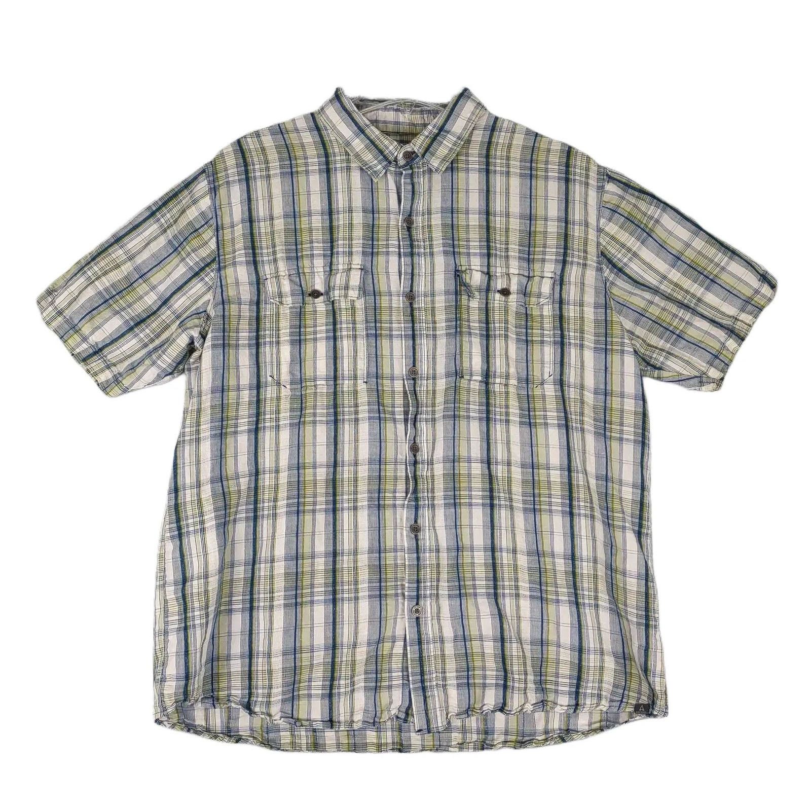 Other Ascend Men's XL Linen Blend Short Sleeve Plaid Button Shirt Size US XL / EU 56 / 4 - 1 Thumbnail