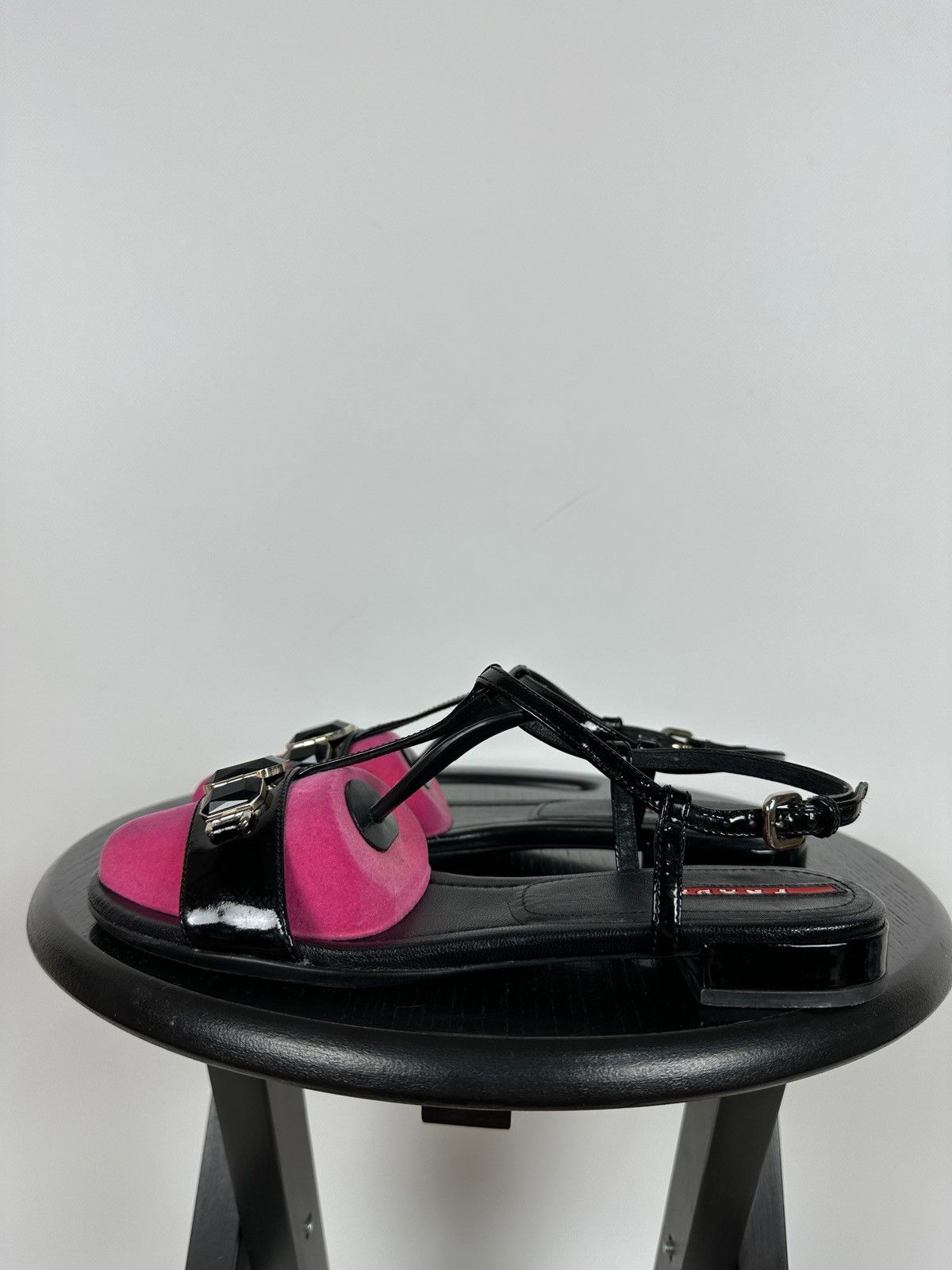 Prada Vintage Prada Crystal Wedge Patent Leather Strappy Sandals Size US 7.5 / IT 37.5 - 3 Thumbnail