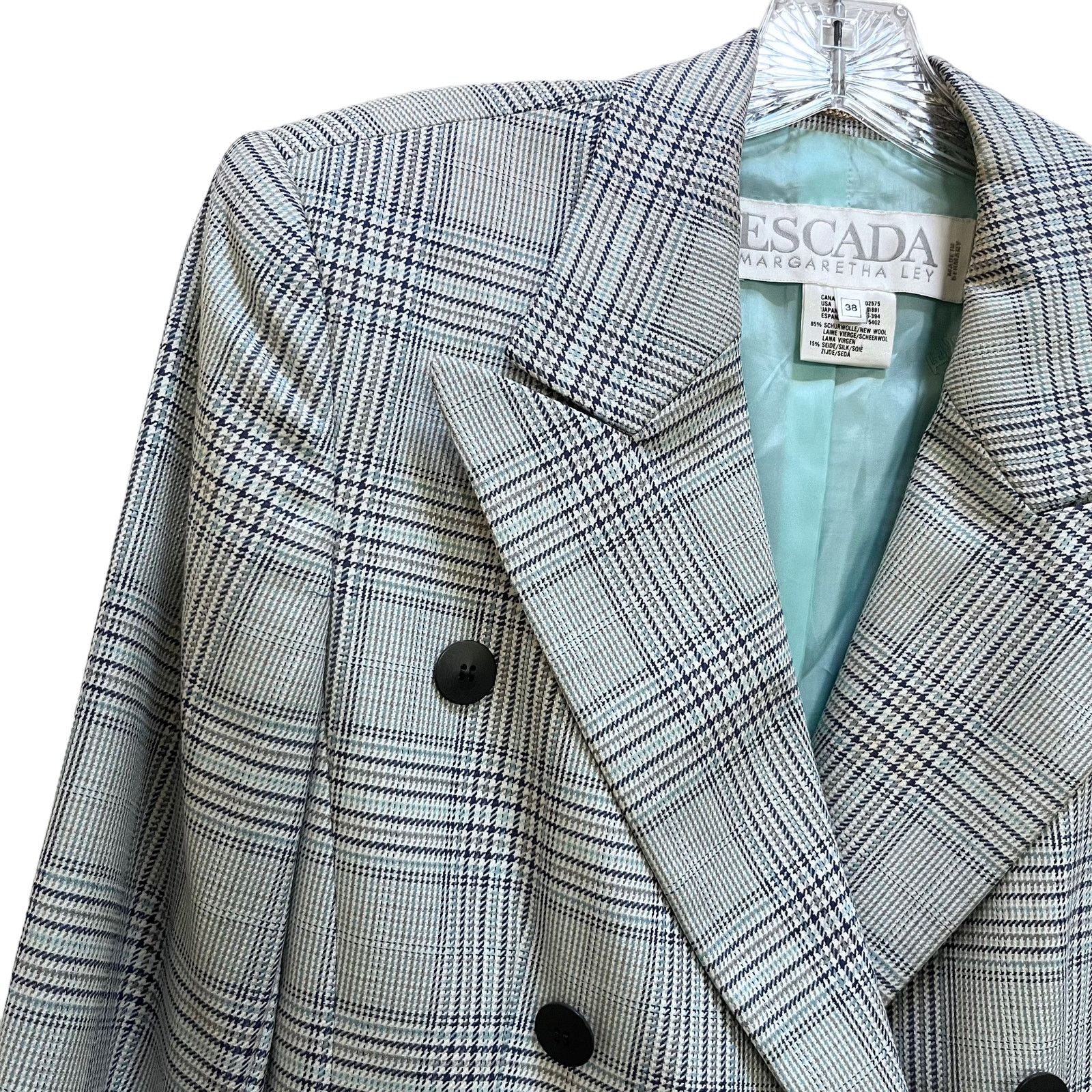 Escada Vintage Escada Margaretha Ley plaid double breasted blazer Size M / US 6-8 / IT 42-44 - 2 Thumbnail